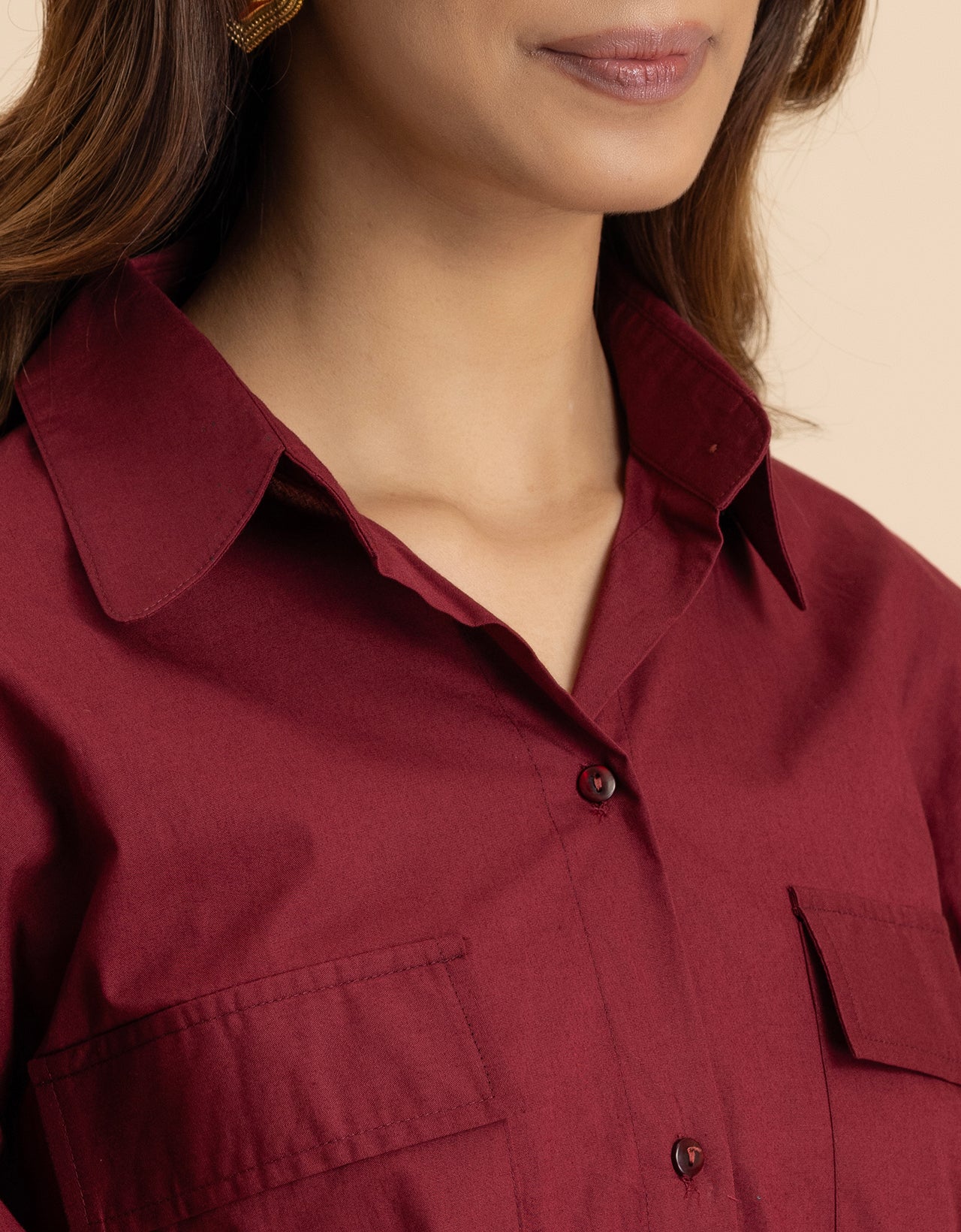 Solid 2 Pcs Cotton Co-Ord Set Long Shirt With Pants for Women