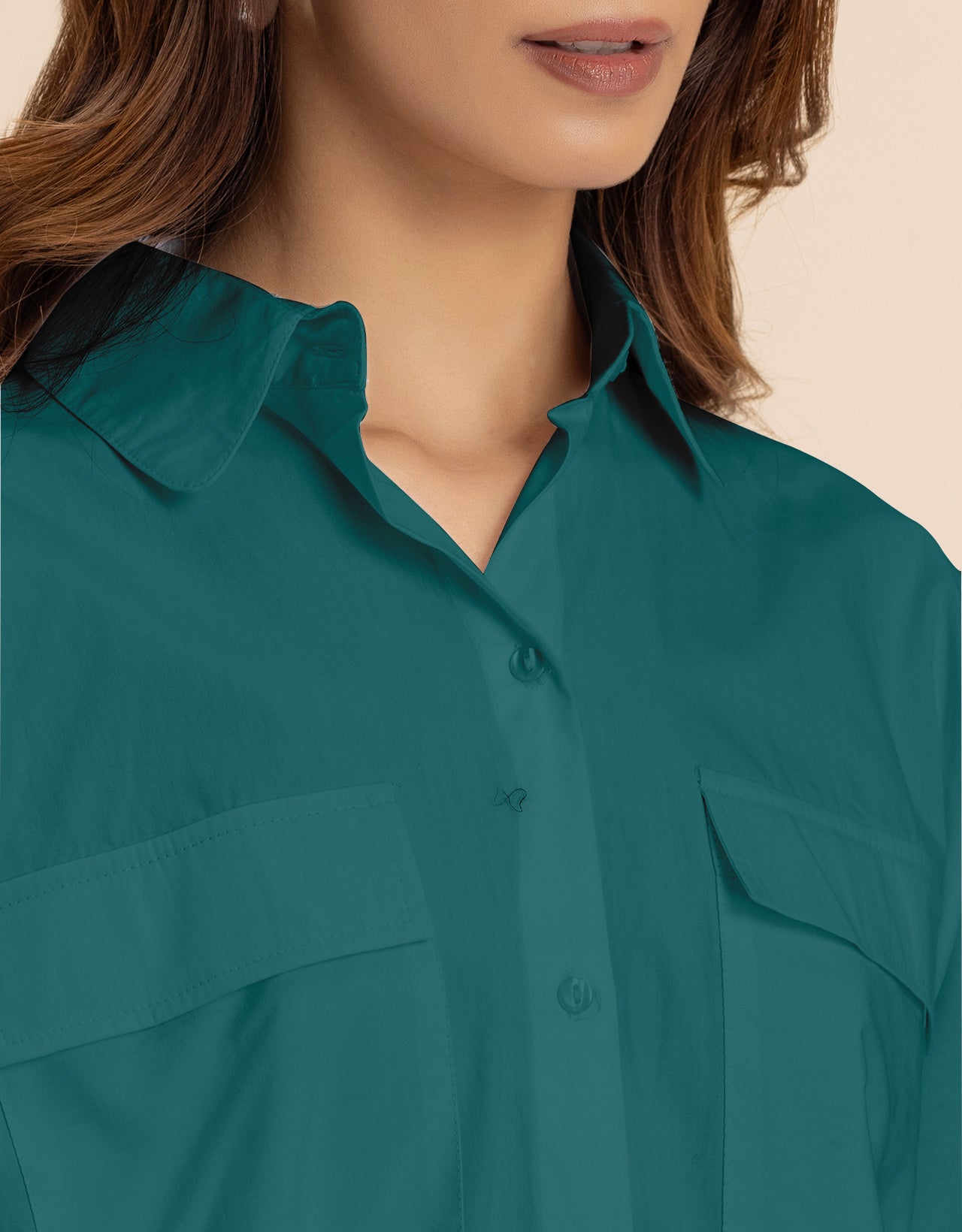 Solid 2 Pcs Cotton Co-Ord Set Long Shirt With Pants for Women