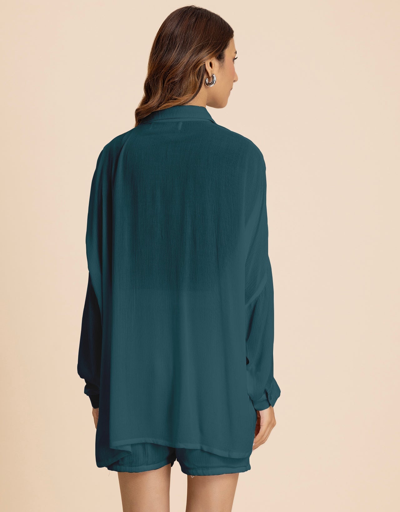 Women's 2 Pcs Co-Ord Set Long Shirt With Shorts