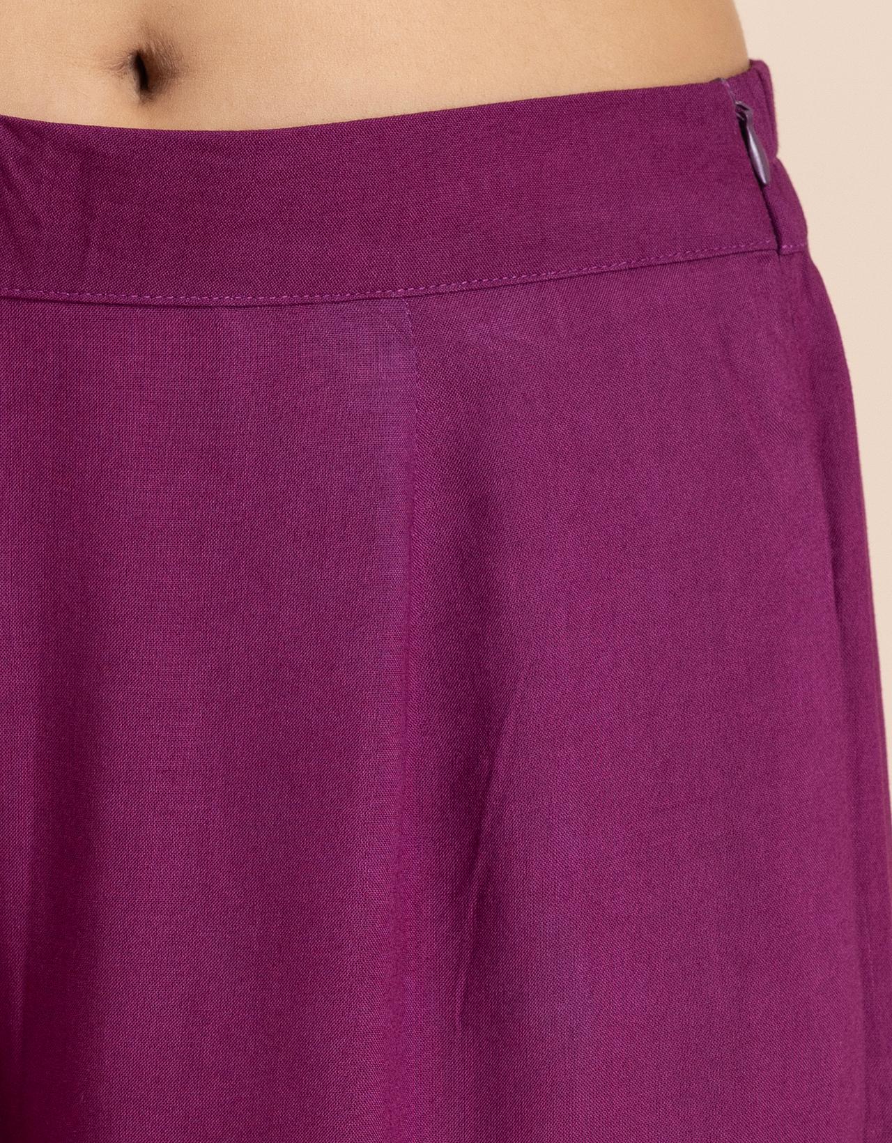 Round-Neck 2 Pcs Co-Ord Set Crop Top With Flared Palazzo Pants