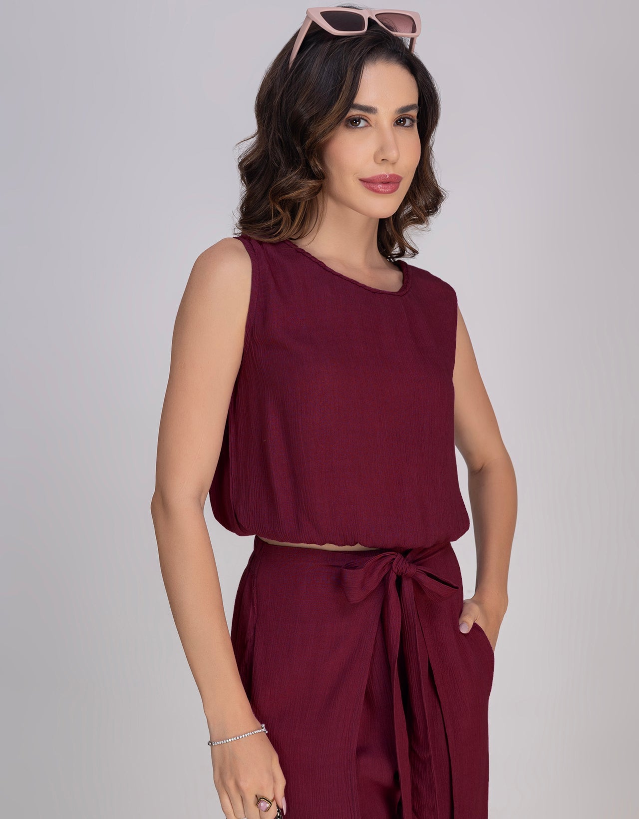 Moomaya Outfit Women's 2 Piece Co-Ord Set, Balloon Top & Fisherman Pants