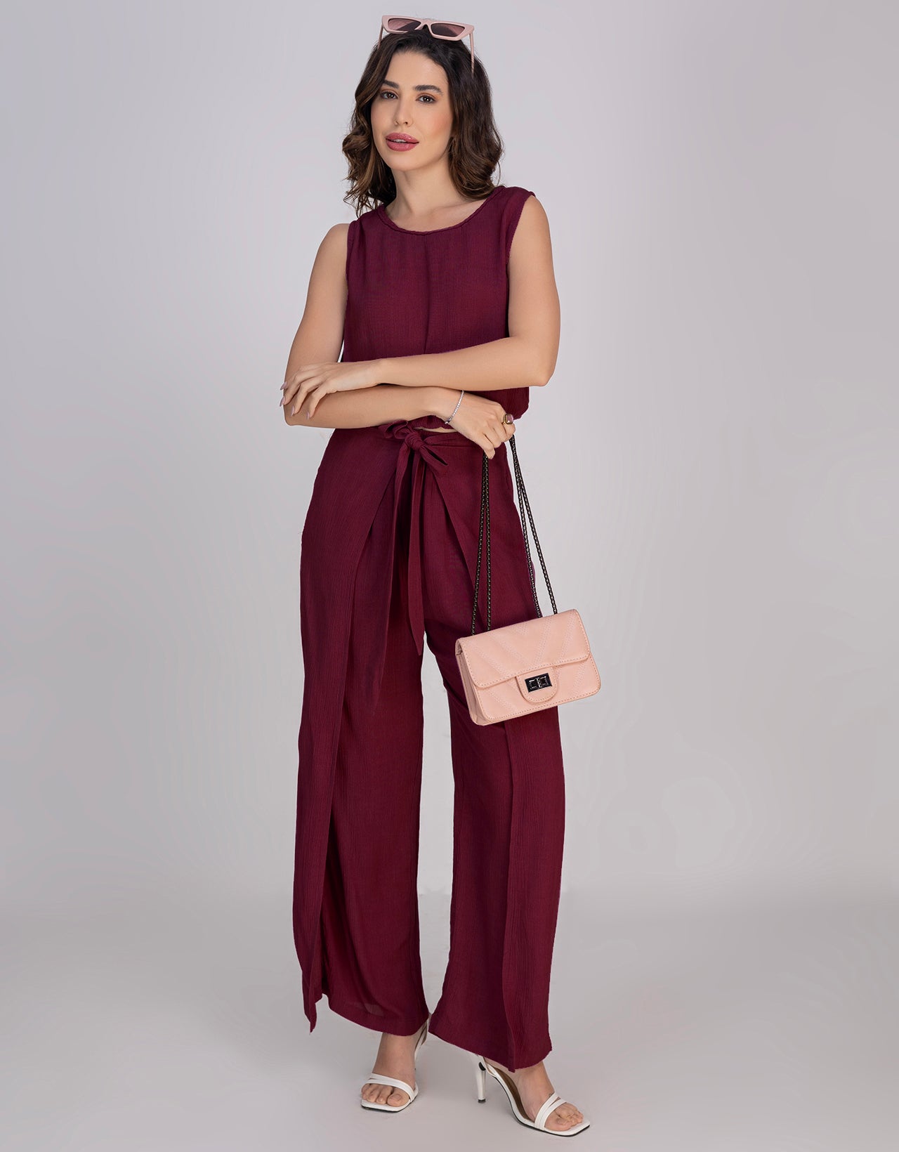 Moomaya Outfit Women's 2 Piece Co-Ord Set, Balloon Top & Fisherman Pants