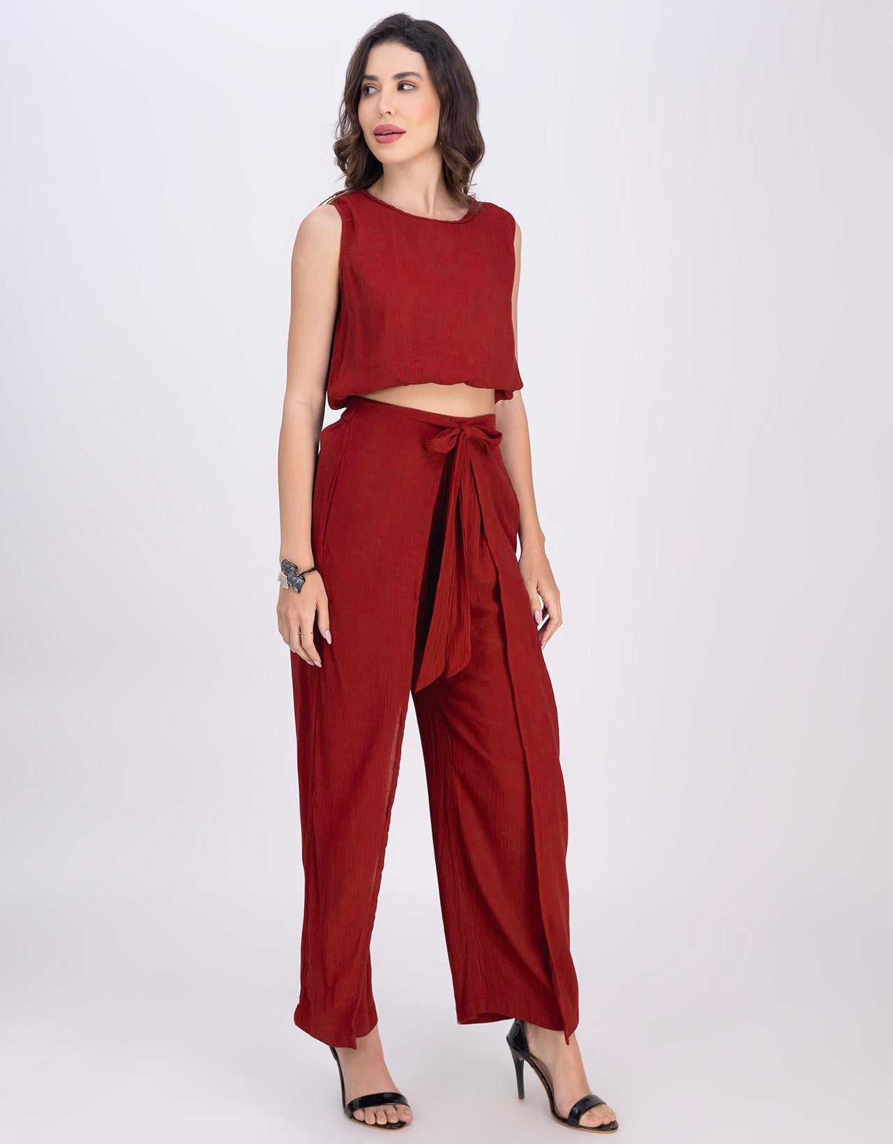 Moomaya Outfit Women's 2 Piece Co-Ord Set, Balloon Top & Fisherman Pants