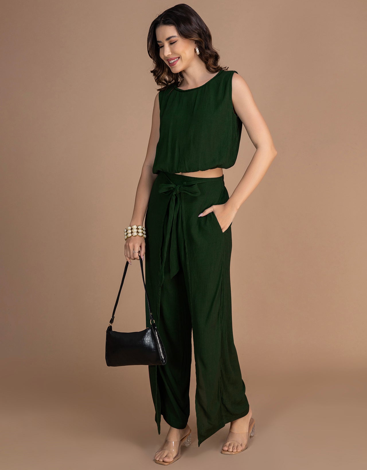 Moomaya Outfit Women's 2 Piece Co-Ord Set, Balloon Top & Fisherman Pants