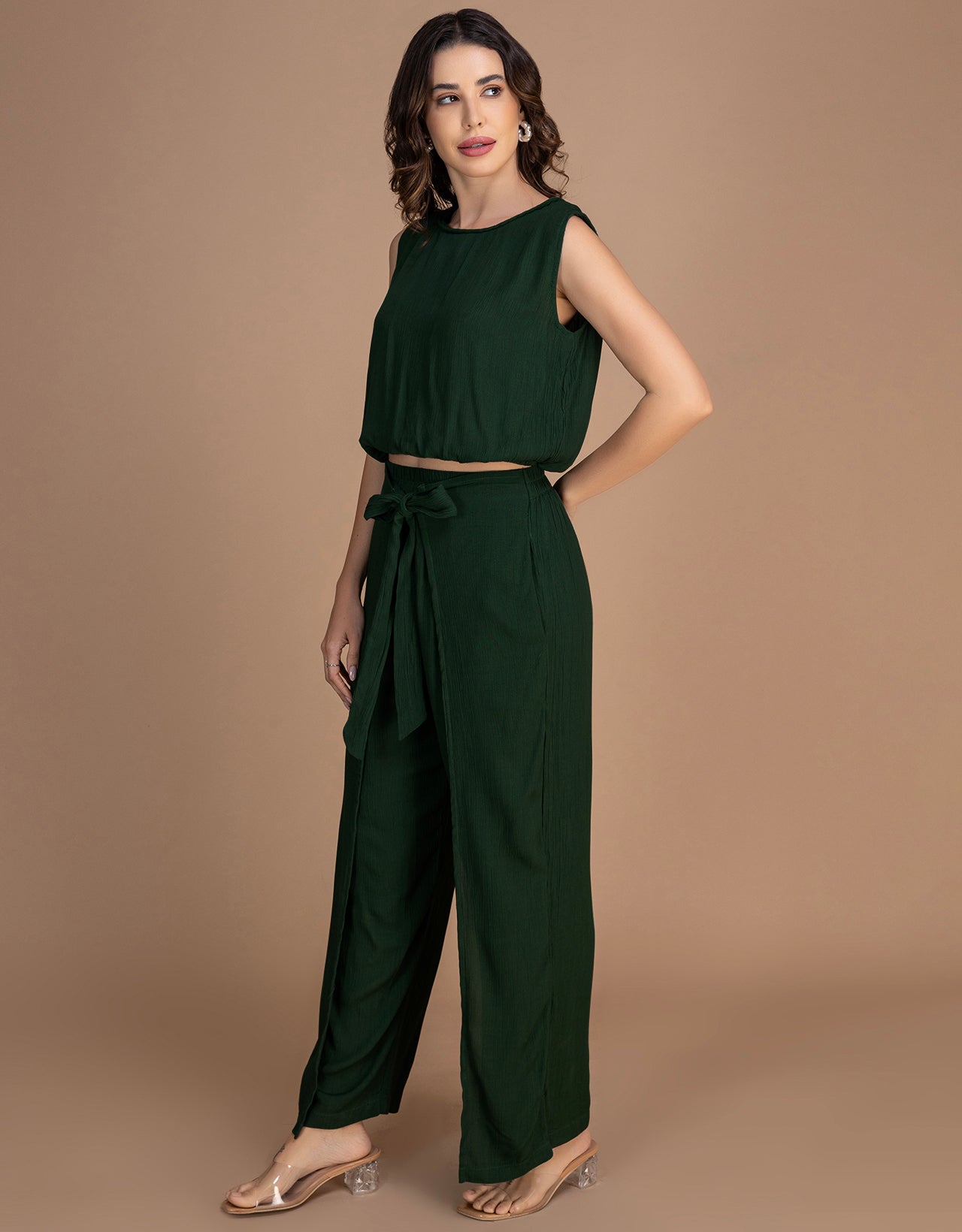 Moomaya Outfit Women's 2 Piece Co-Ord Set, Balloon Top & Fisherman Pants