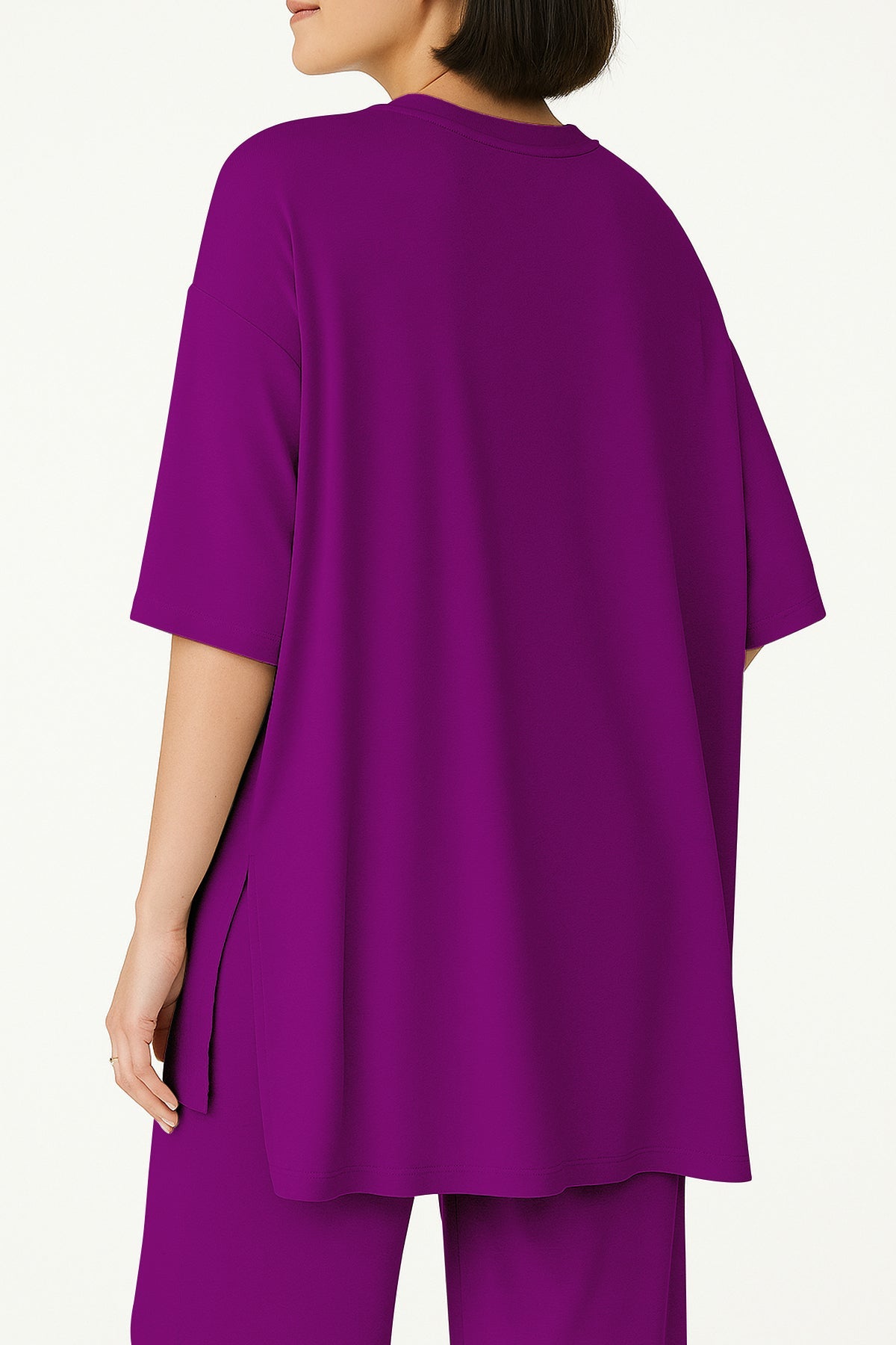 Women's 2 Piece Split Hem Tunic Top and Soft Pants with Pockets