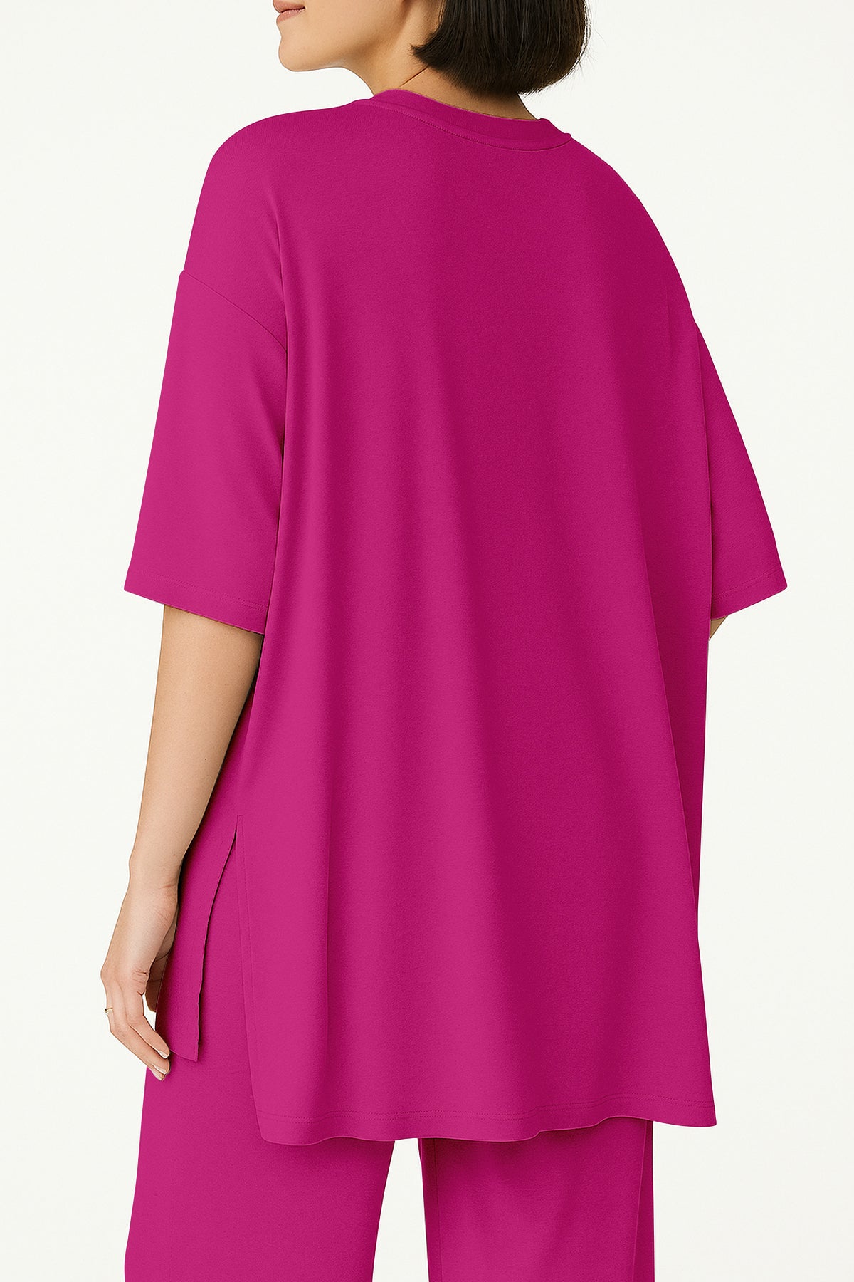 Women's 2 Piece Split Hem Tunic Top and Soft Pants with Pockets