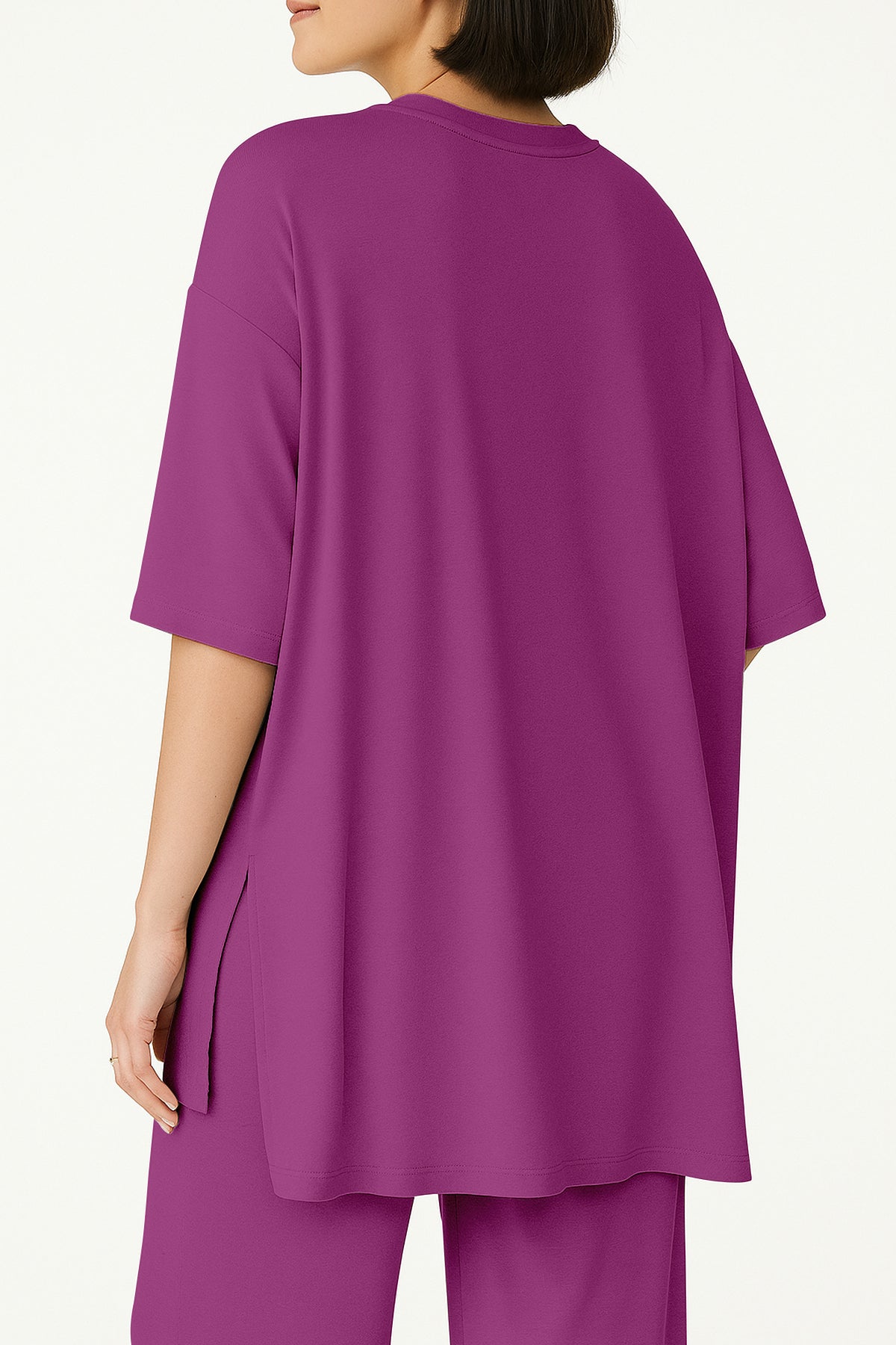 Women's 2 Piece Split Hem Tunic Top and Soft Pants with Pockets
