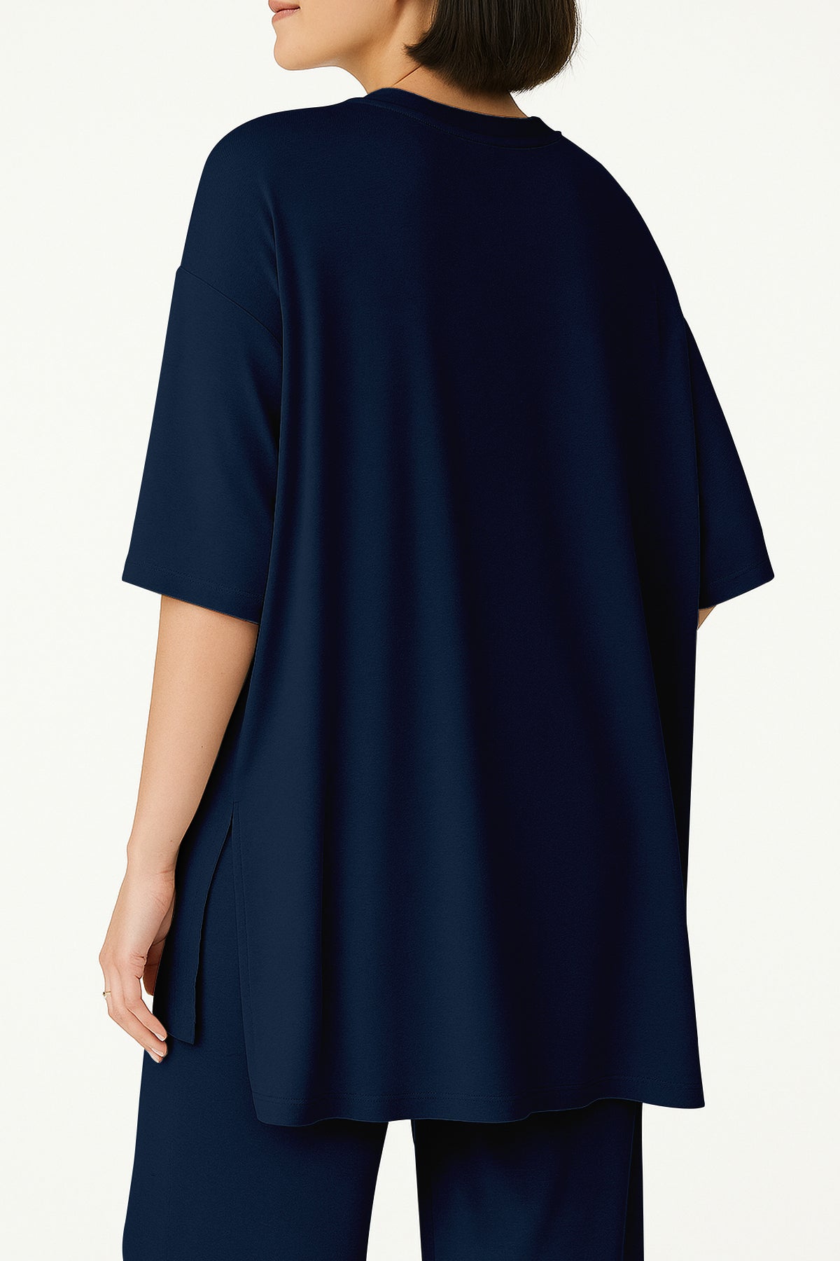 Women's 2 Piece Split Hem Tunic Top and Soft Pants with Pockets