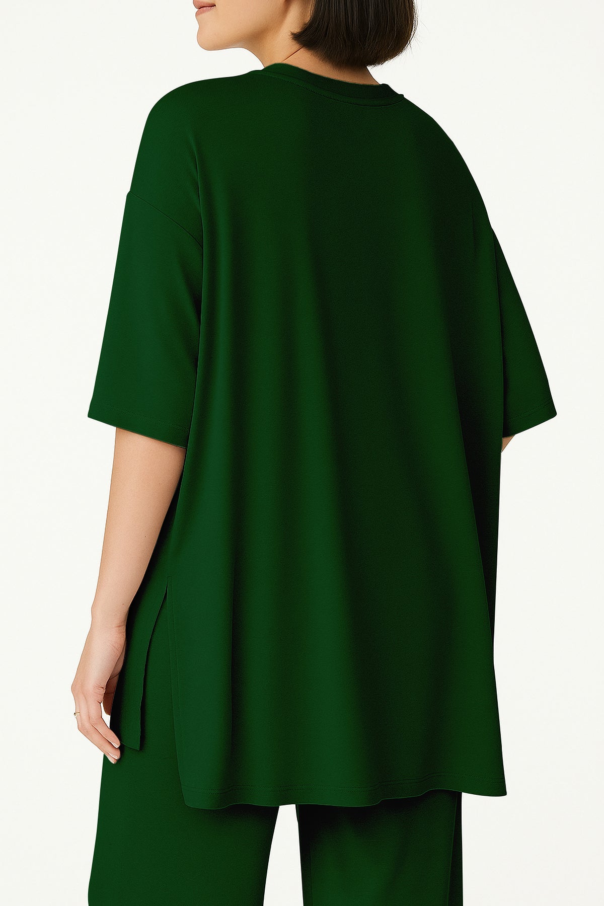 Women's 2 Piece Split Hem Tunic Top and Soft Pants with Pockets