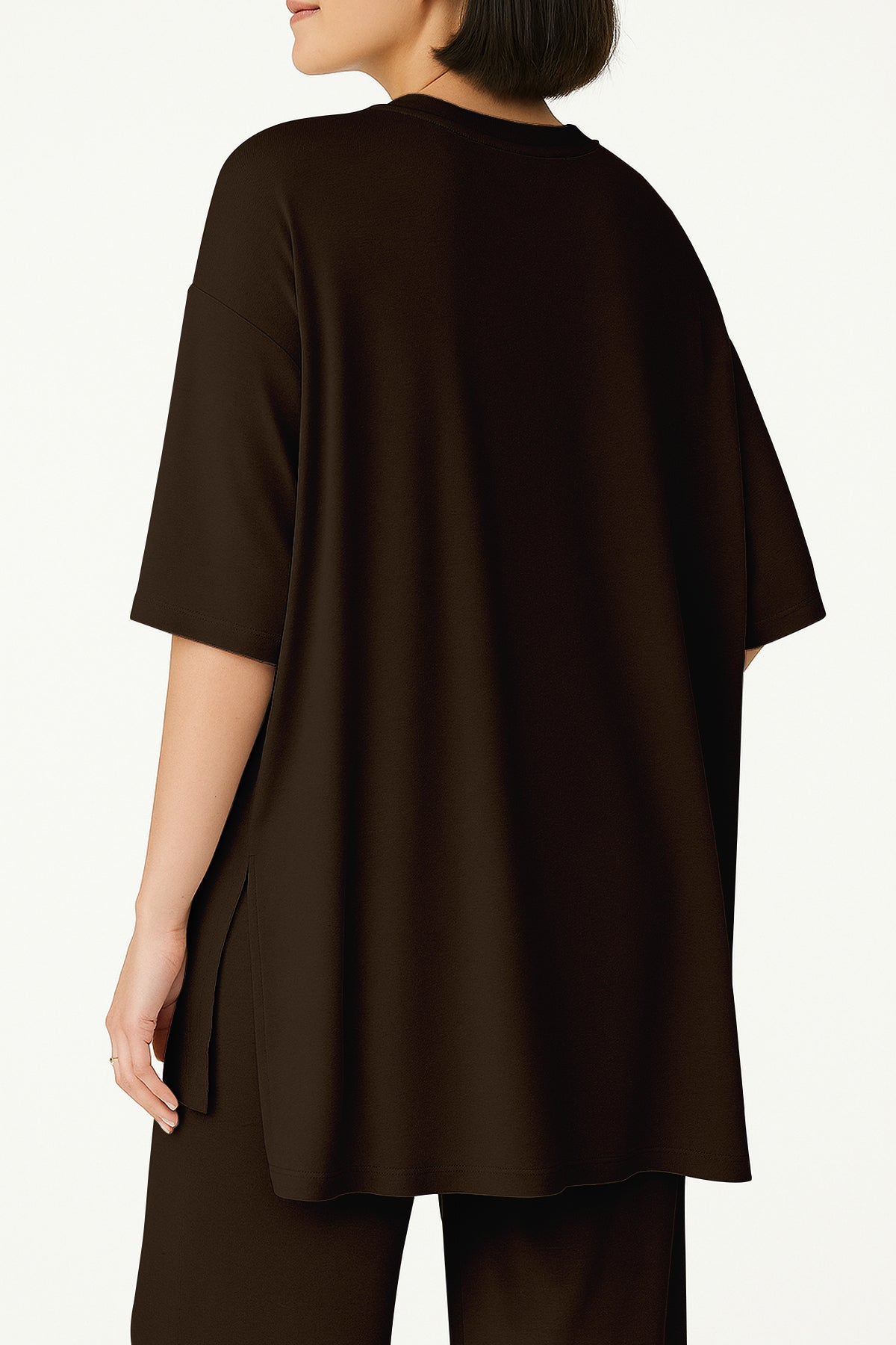 Women's 2 Piece Split Hem Tunic Top and Soft Pants with Pockets