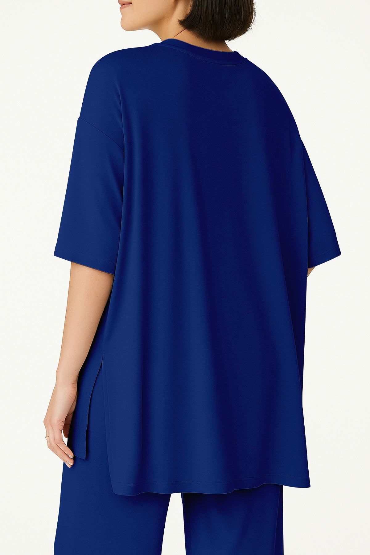 Women's 2 Piece Split Hem Tunic Top and Soft Pants with Pockets