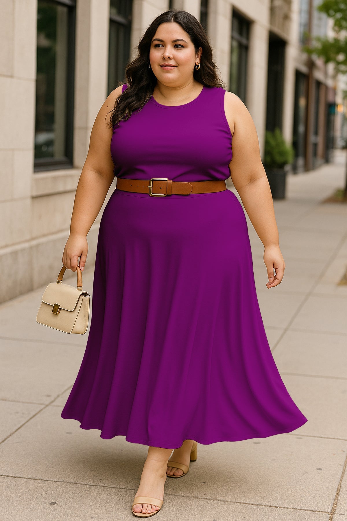 Women's 2 Pcs Sleeveless Crop Top and High Waisted Flared Maxi Skirt