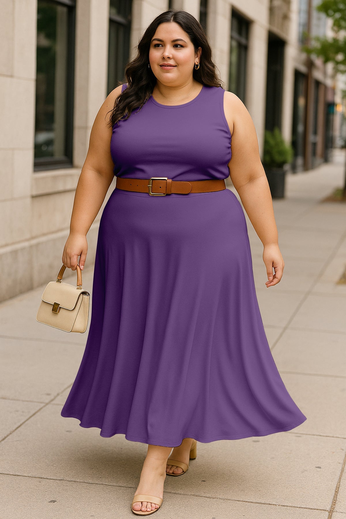Women's 2 Pcs Sleeveless Crop Top and High Waisted Flared Maxi Skirt