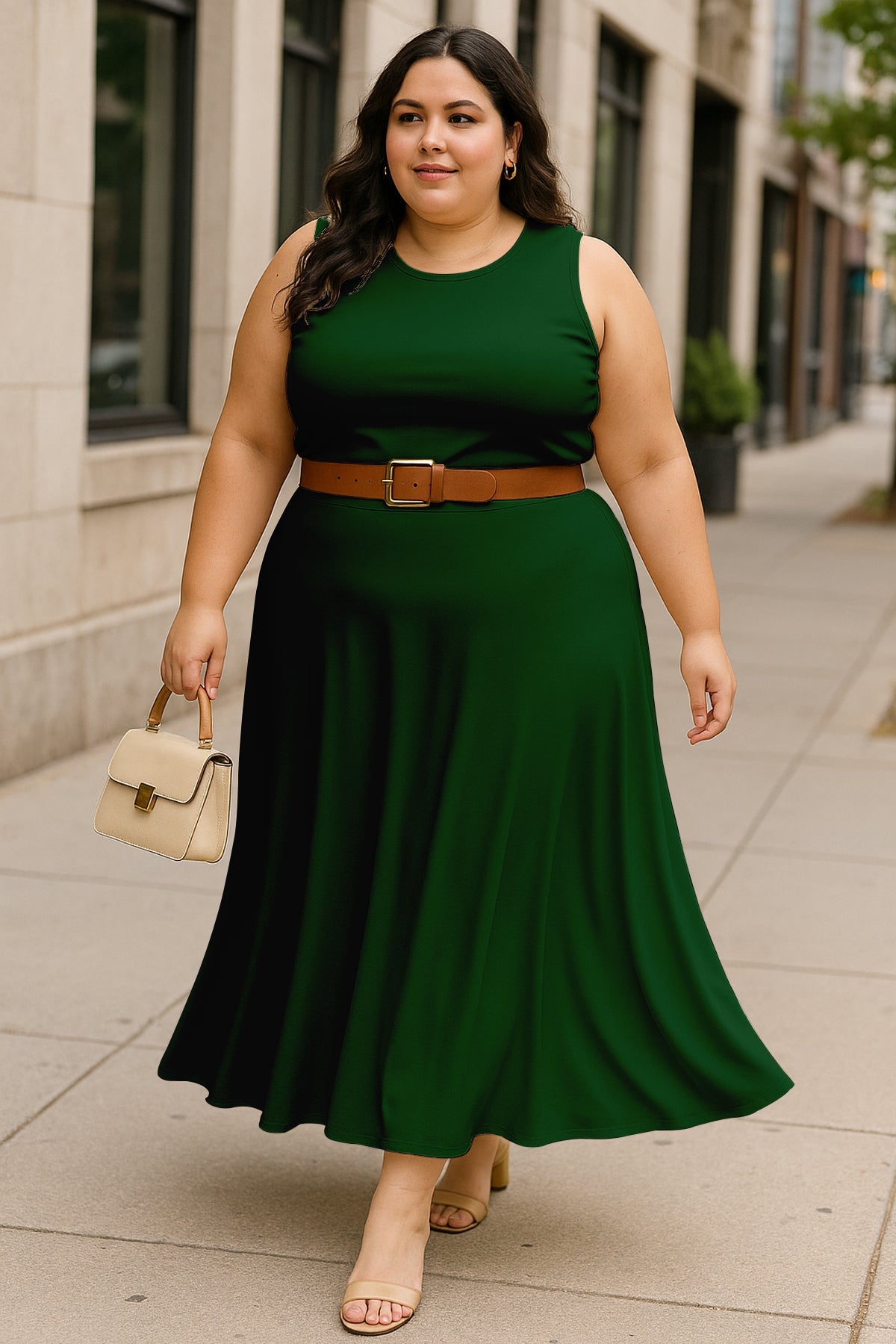 Women's 2 Pcs Sleeveless Crop Top and High Waisted Flared Maxi Skirt