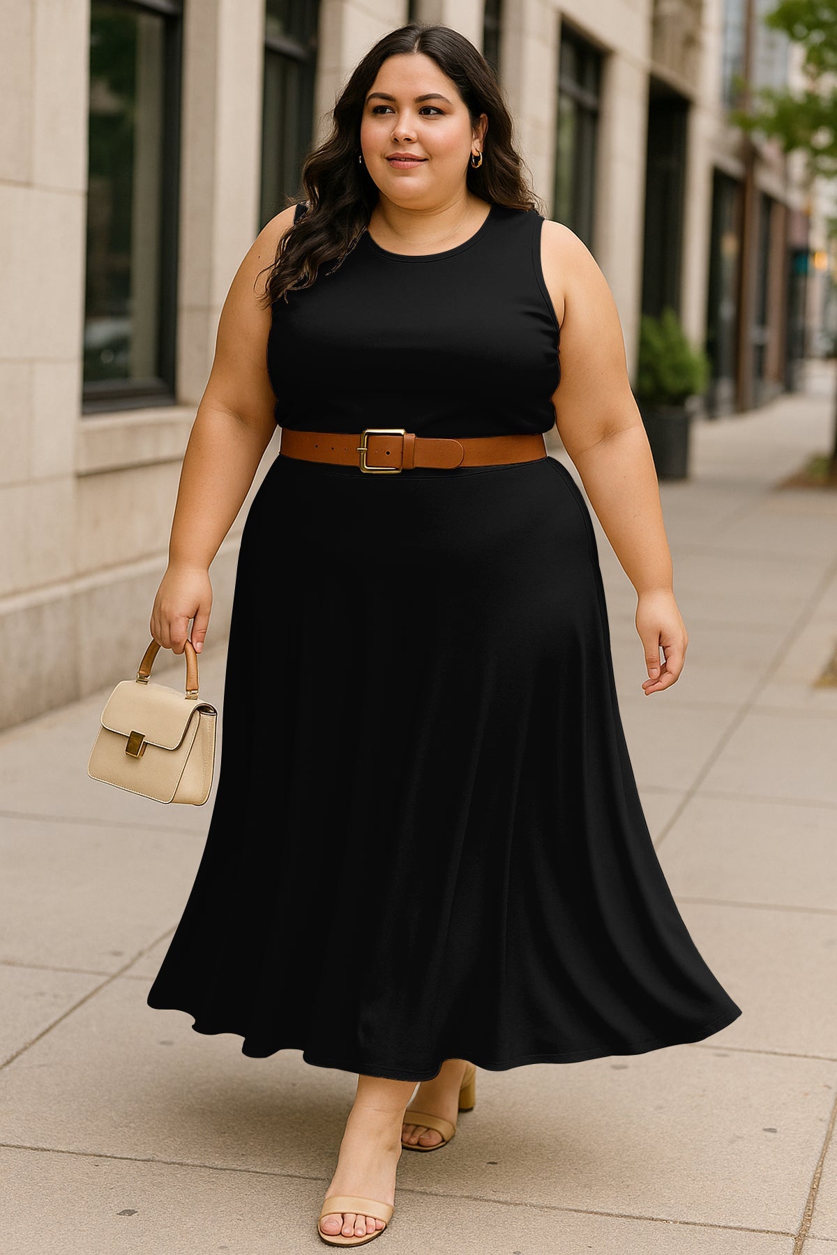 Women's 2 Pcs Sleeveless Crop Top and High Waisted Flared Maxi Skirt