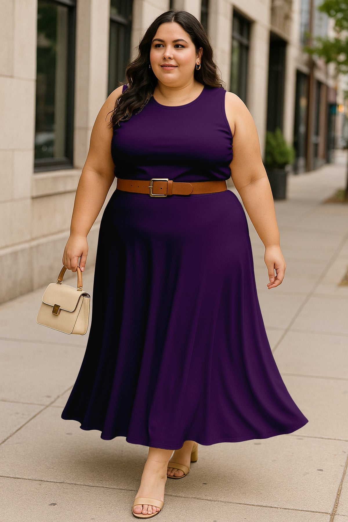 Women's 2 Pcs Sleeveless Crop Top and High Waisted Flared Maxi Skirt