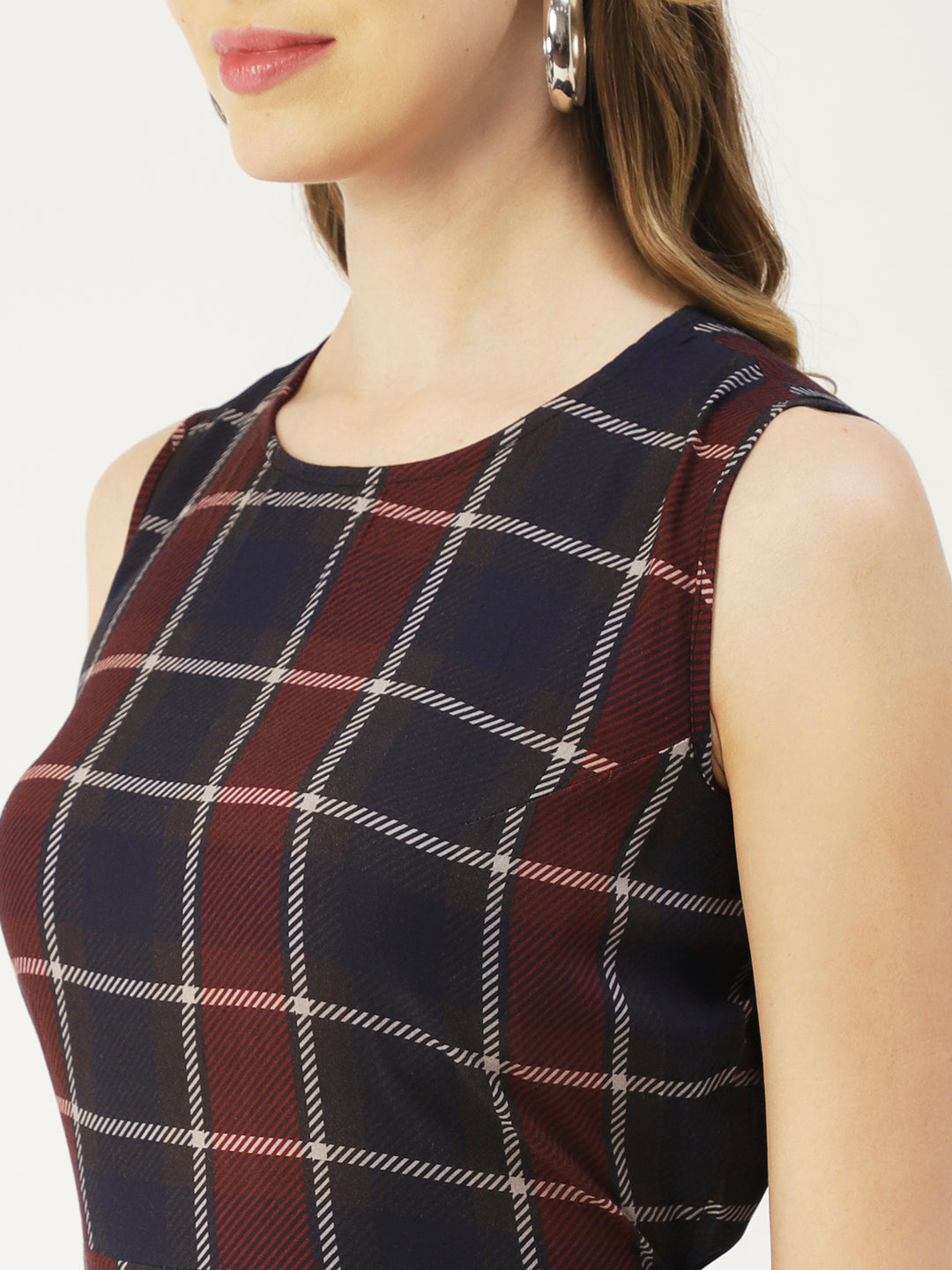 Printed Stylish Back Dress, Front Slit