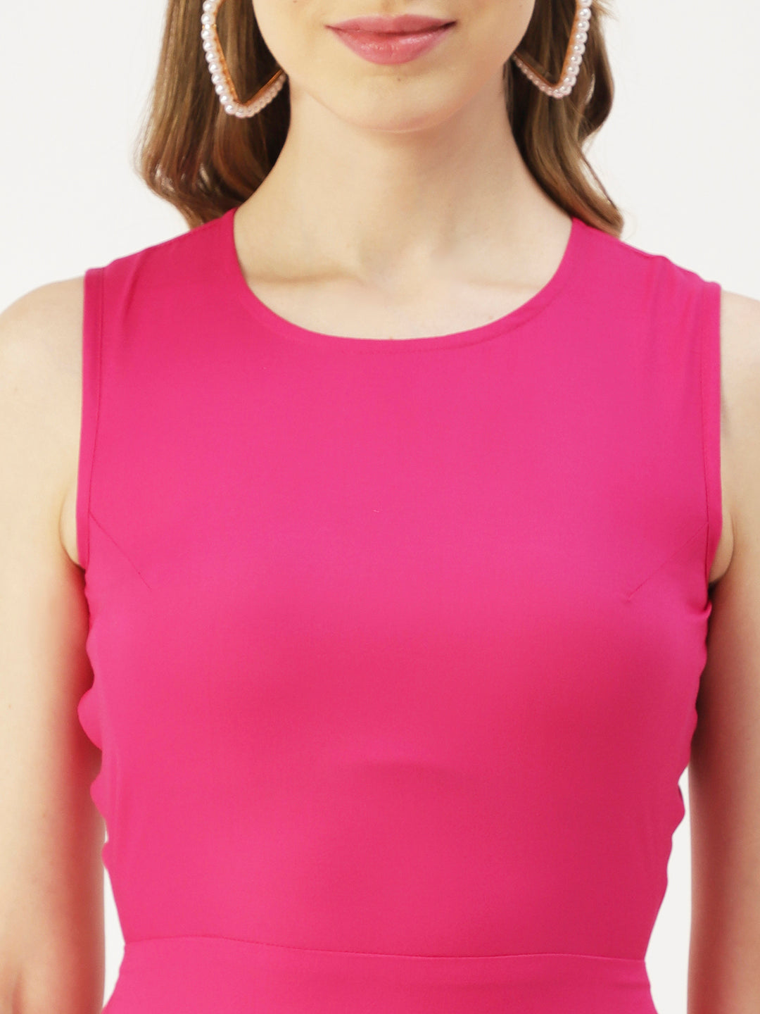 Printed Stylish Back Dress, Front Slit