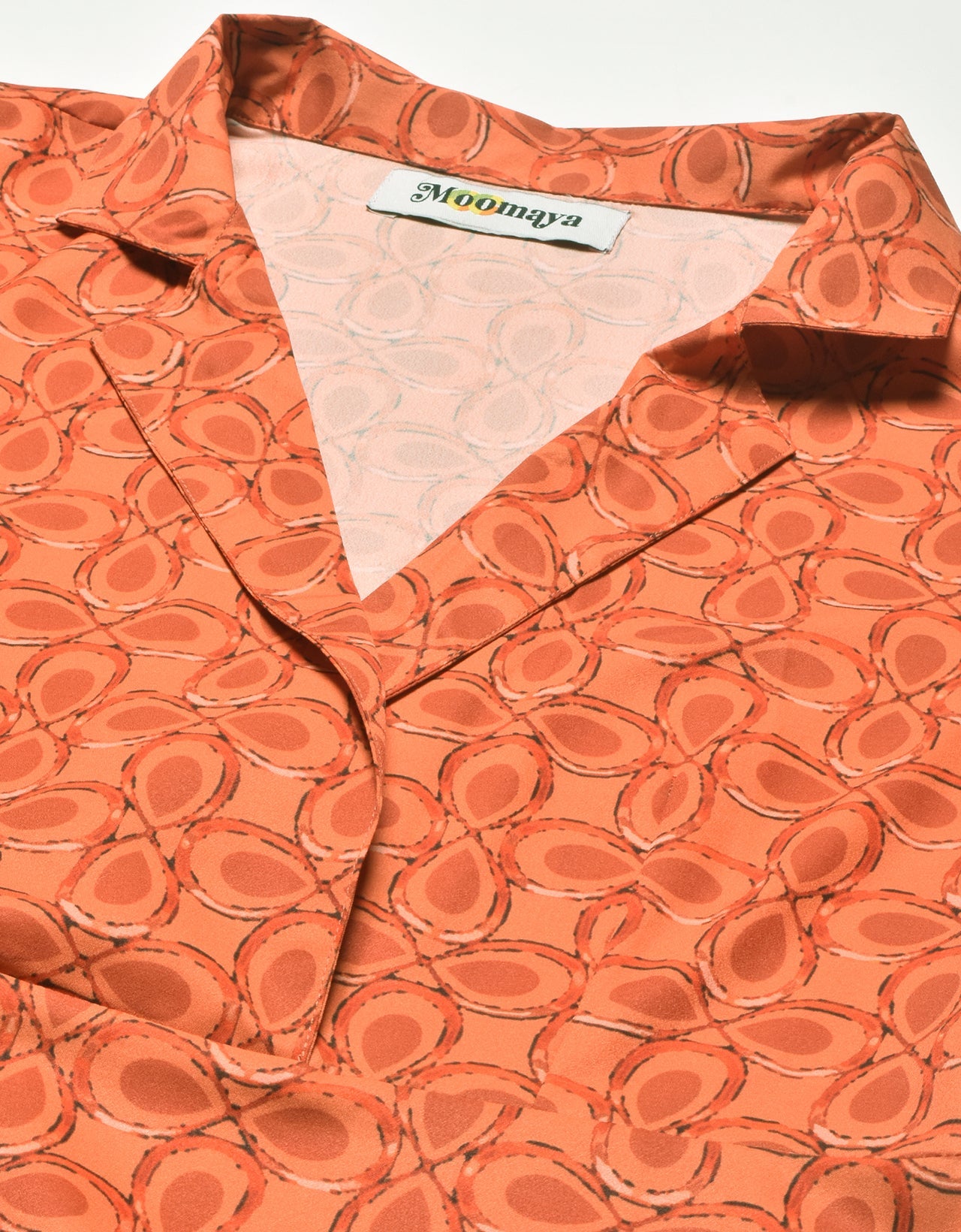 Printed Lapel Collar Dress, Puffed