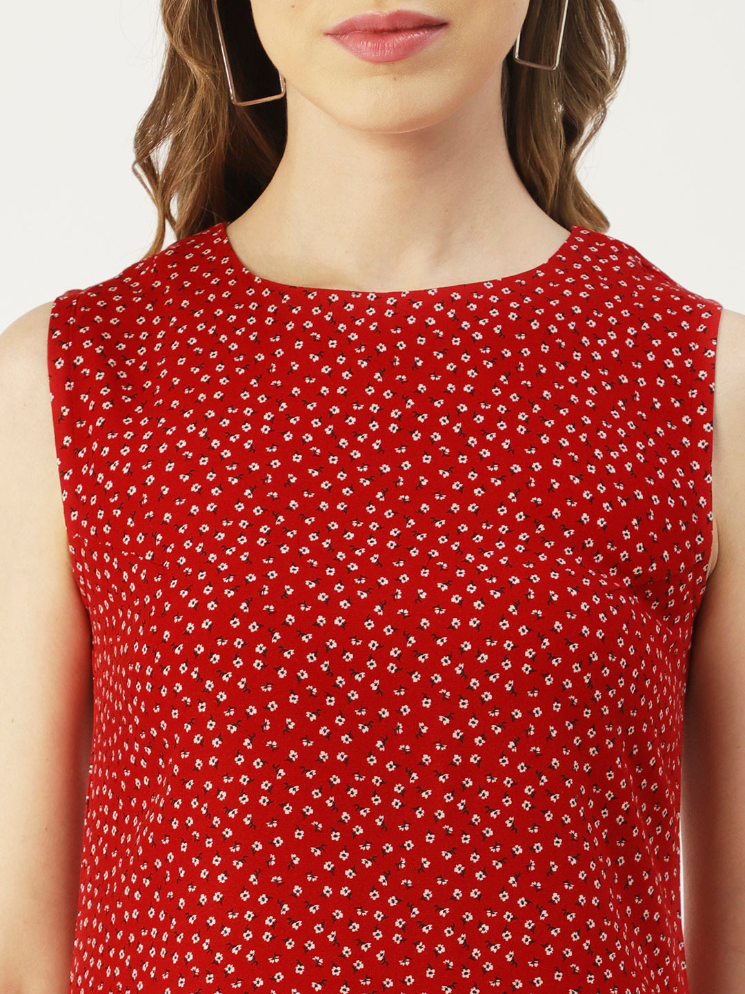 Printed Sleeveless Mini Dress, Frilled