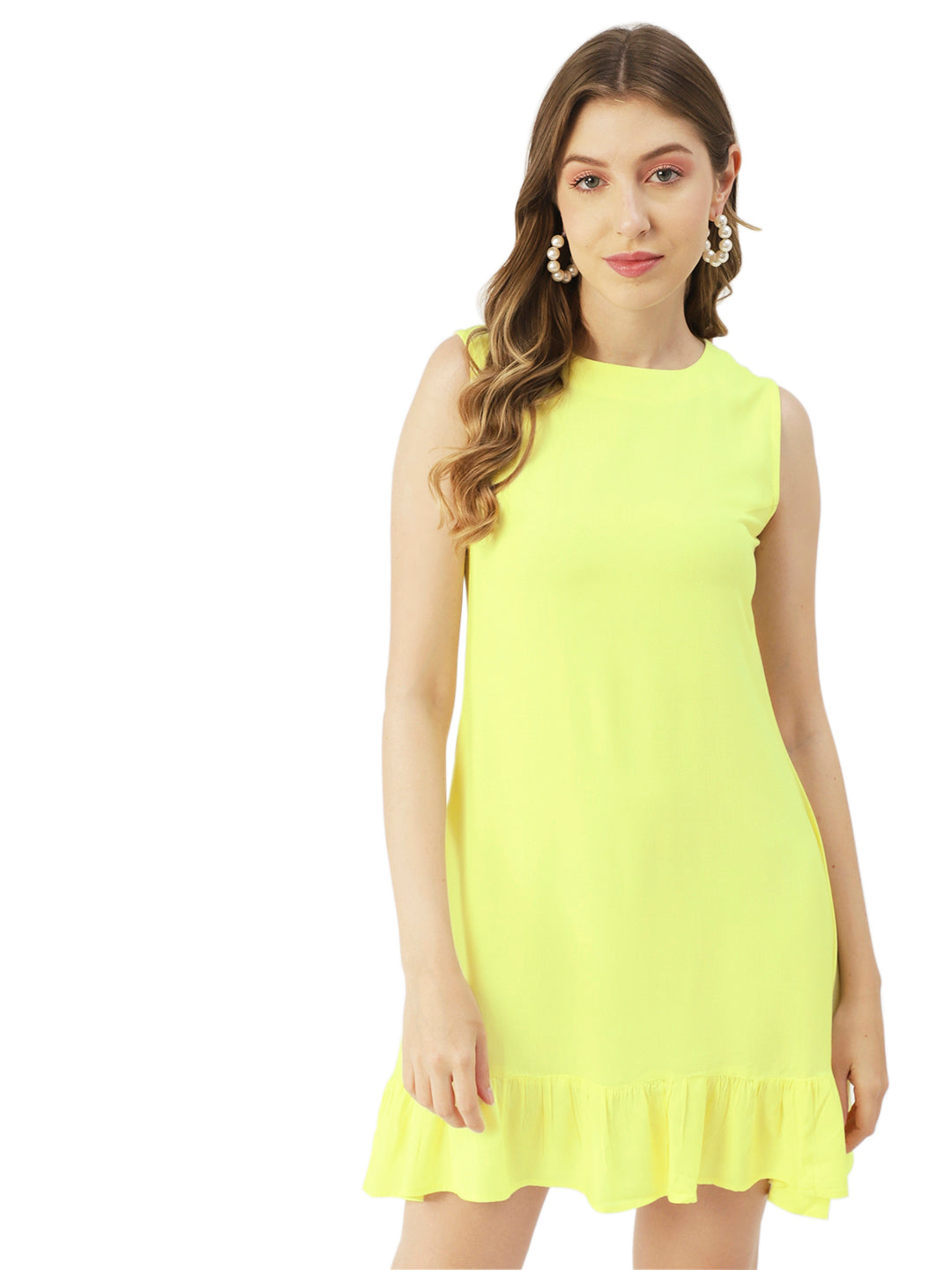 Printed Sleeveless Mini Dress, Frilled