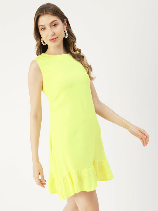 Printed Sleeveless Mini Dress, Frilled