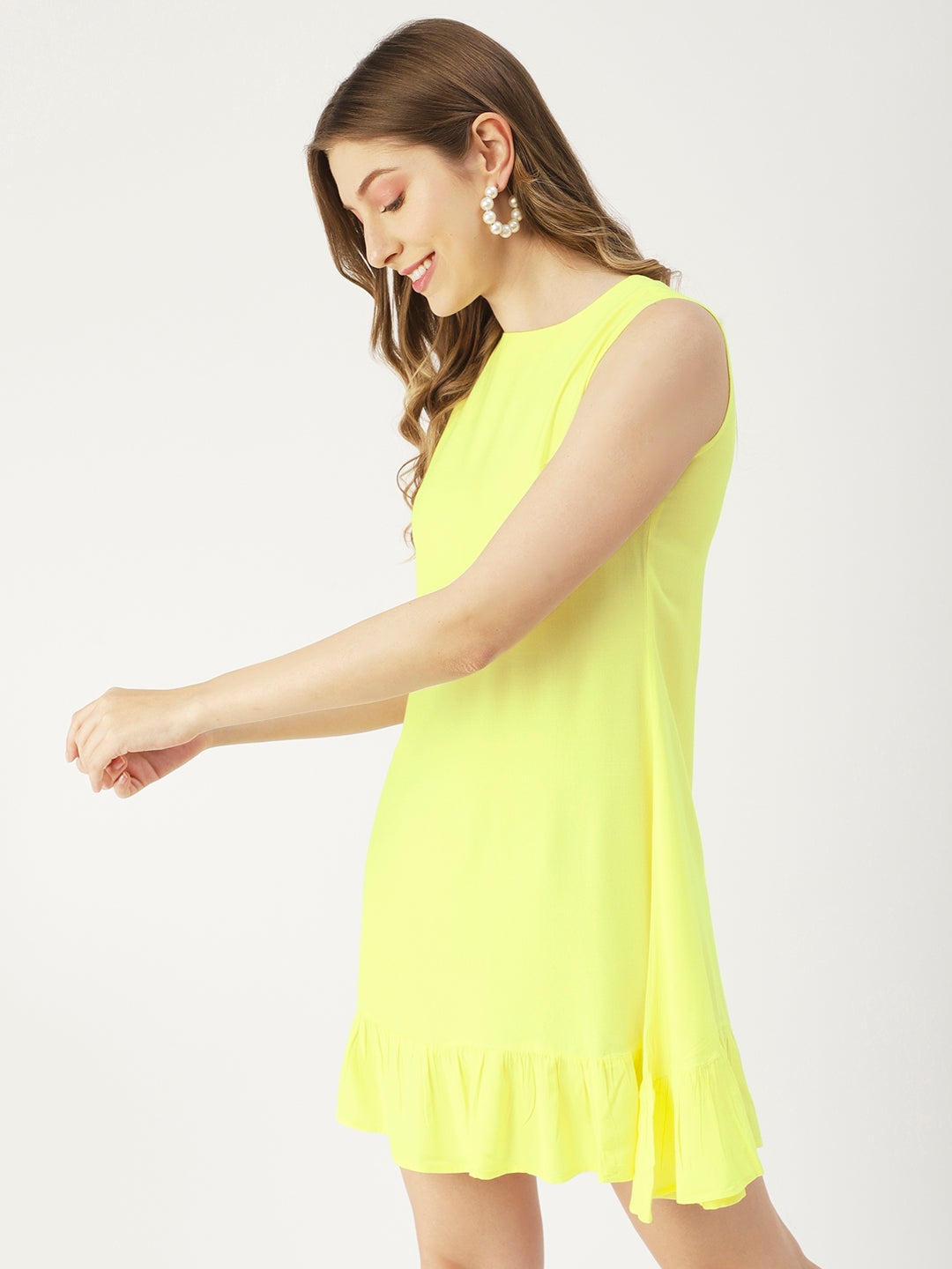 Printed Sleeveless Mini Dress, Frilled