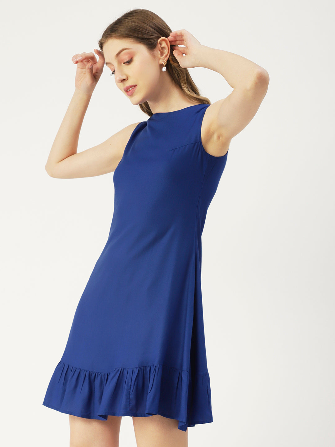 Printed Sleeveless Mini Dress, Frilled