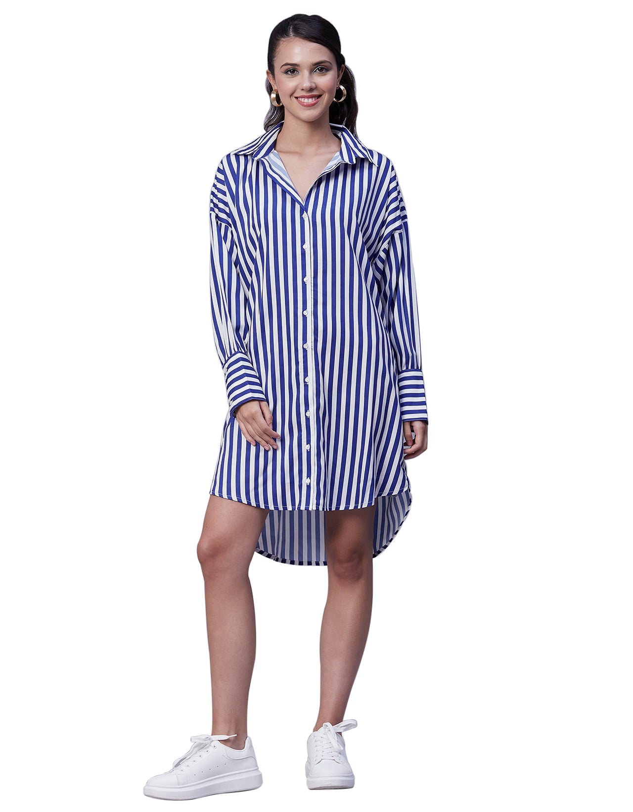 Printed Shirt Dress, Long Sleeves