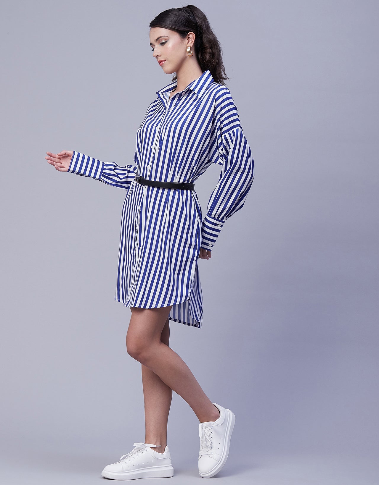 Printed Shirt Dress, Long Sleeves