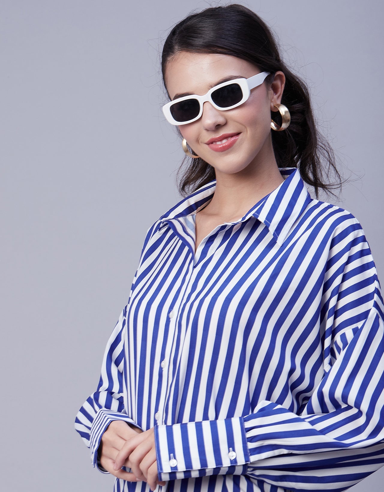 Printed Shirt Dress, Long Sleeves
