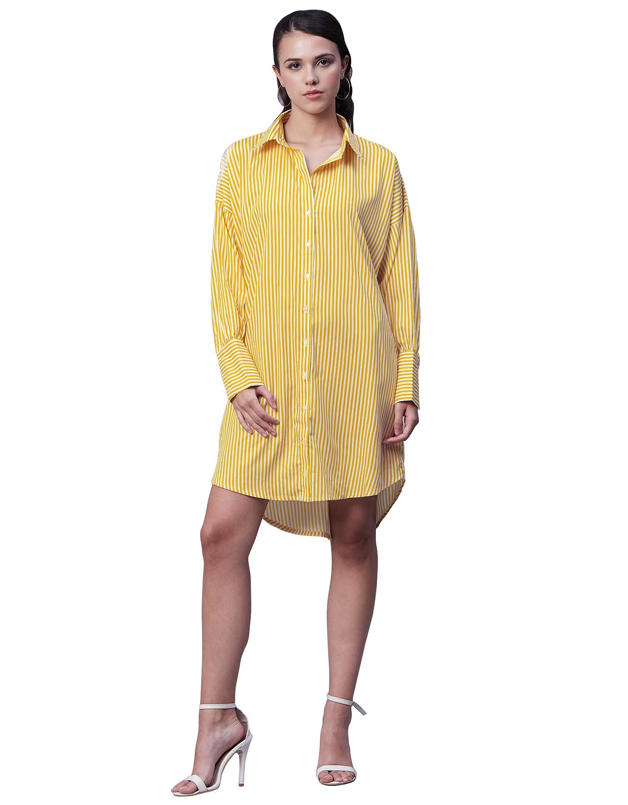 Printed Shirt Dress, Long Sleeves