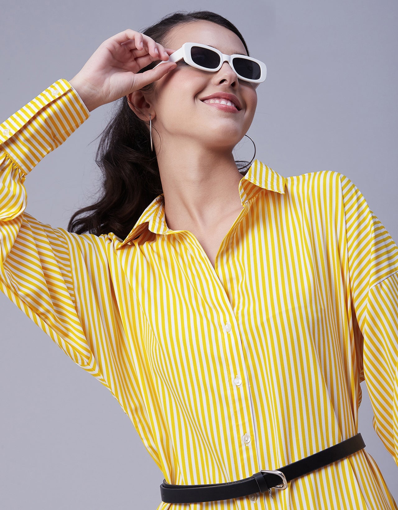 Printed Shirt Dress, Long Sleeves