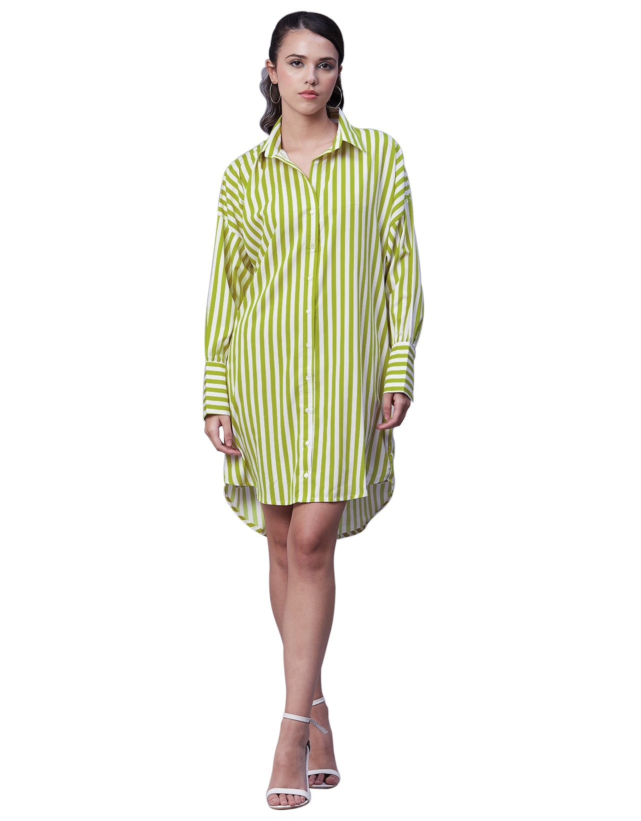 Printed Shirt Dress, Long Sleeves