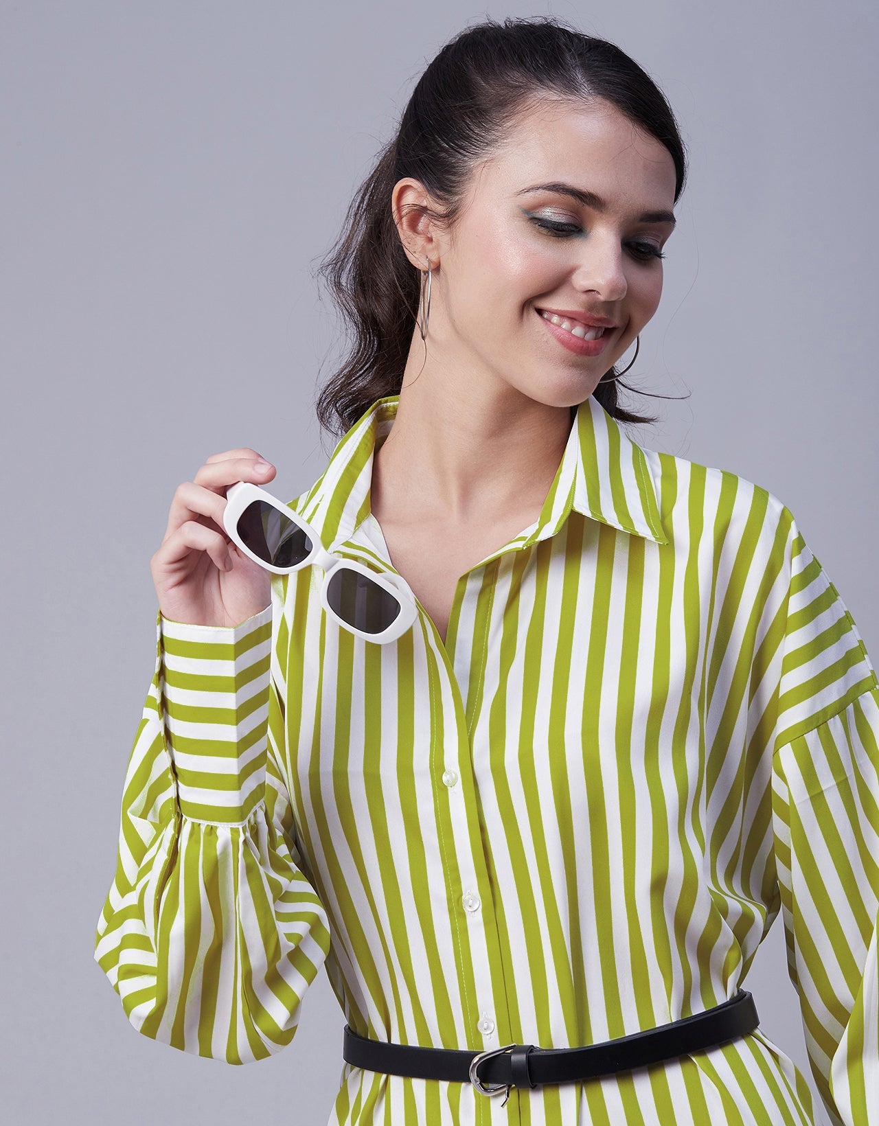 Printed Shirt Dress, Long Sleeves