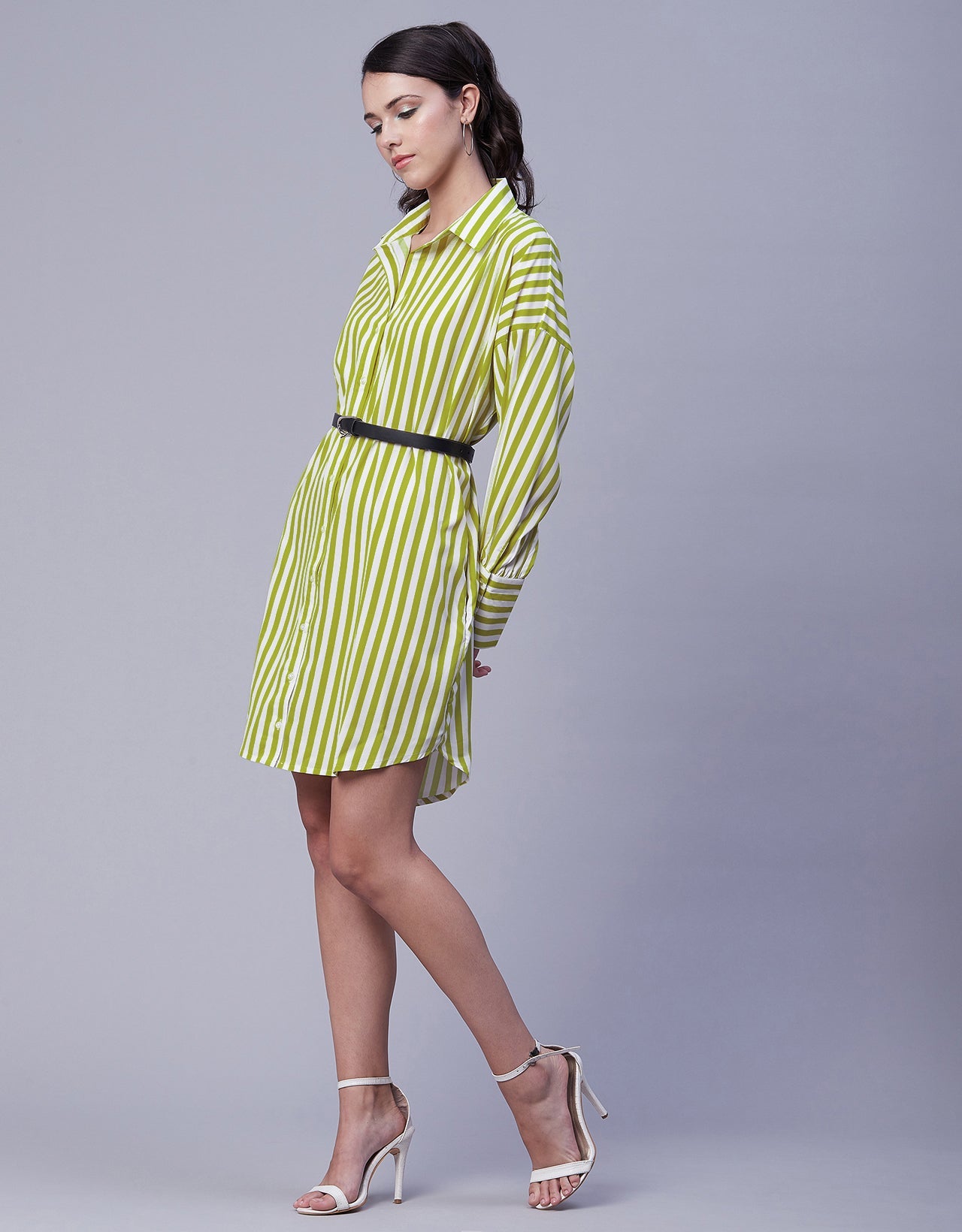 Printed Shirt Dress, Long Sleeves