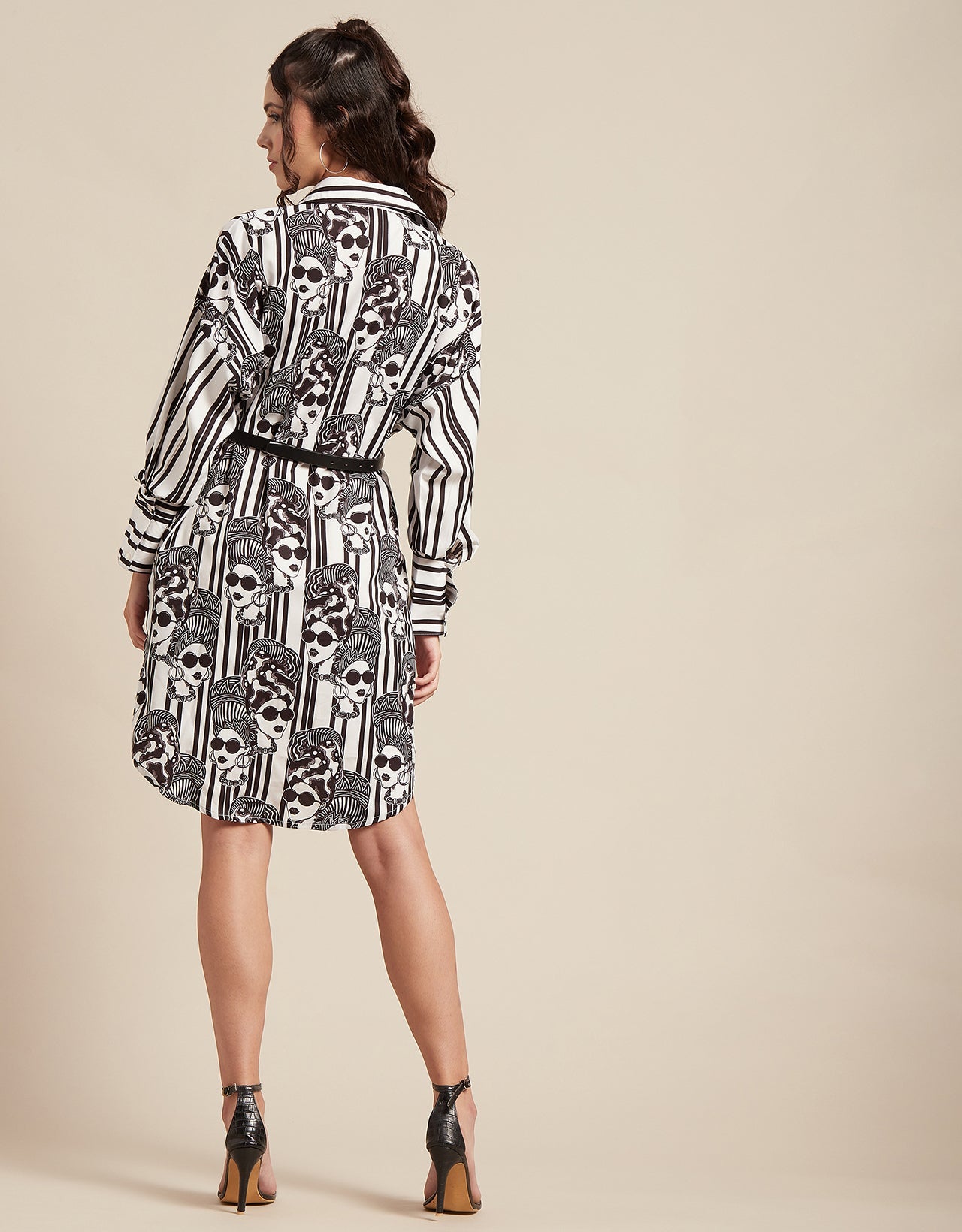 Printed Shirt Dress, Long Sleeves
