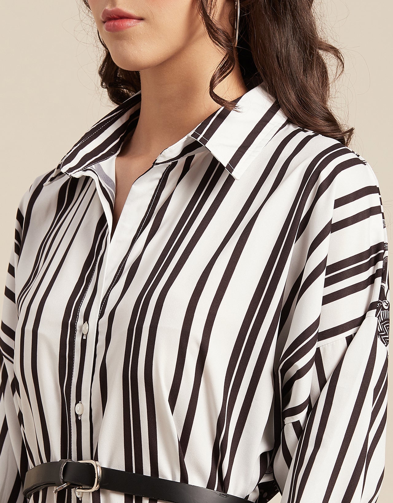 Printed Shirt Dress, Long Sleeves