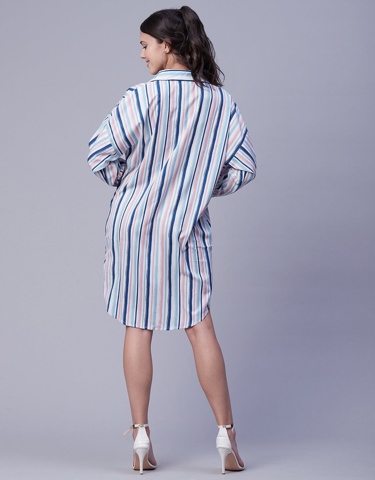 Printed Shirt Dress, Long Sleeves