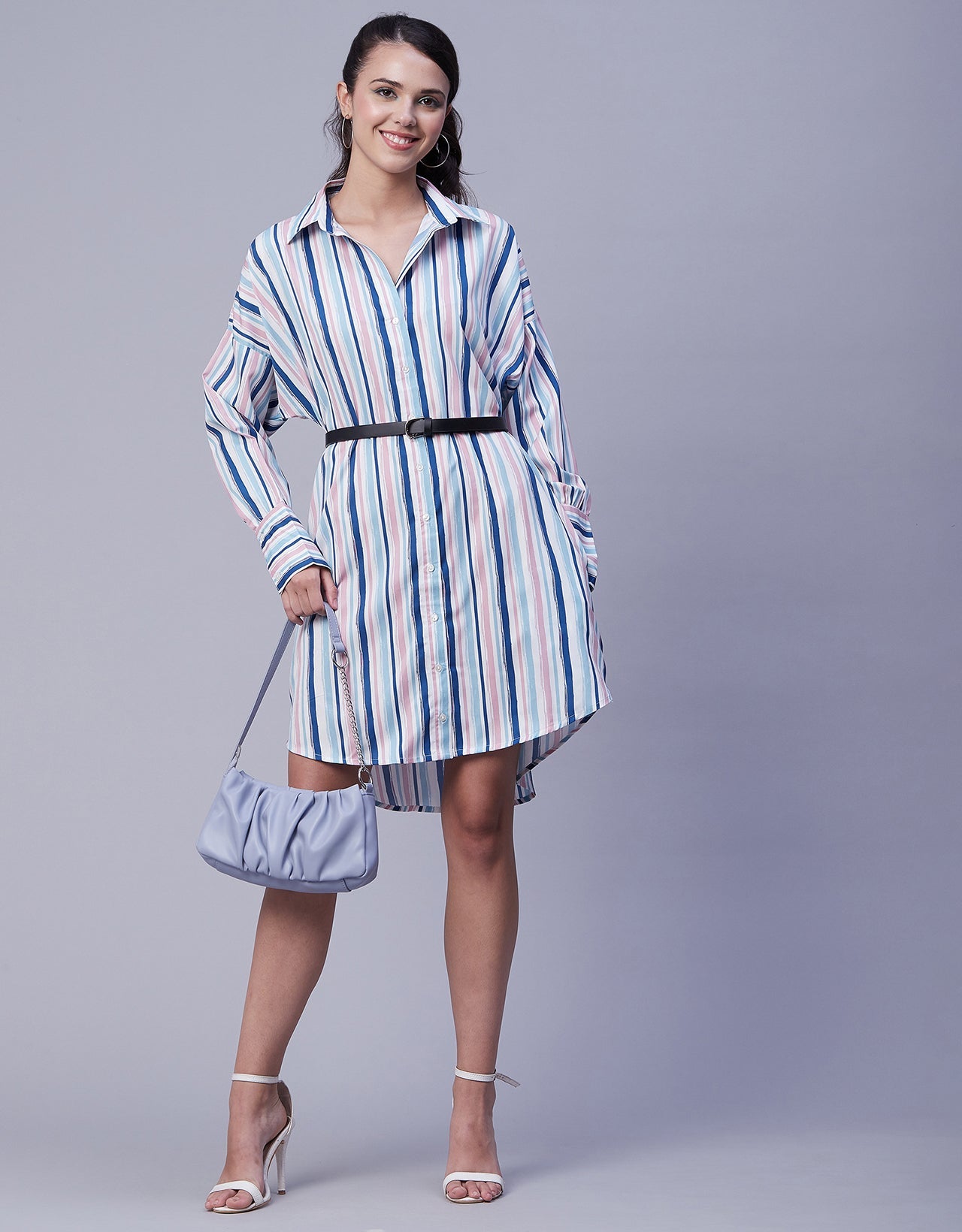 Printed Shirt Dress, Long Sleeves