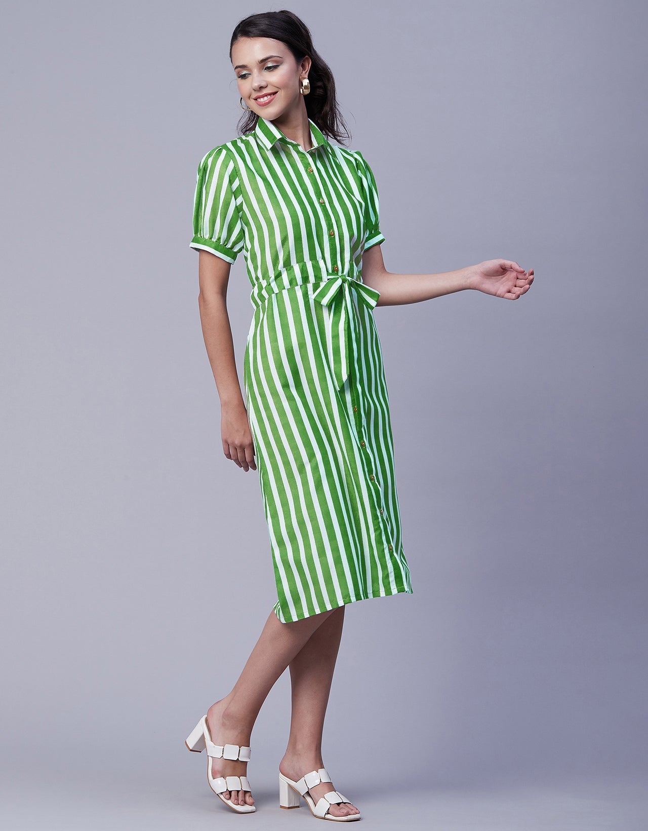 Button Down Midi Shirt Dress