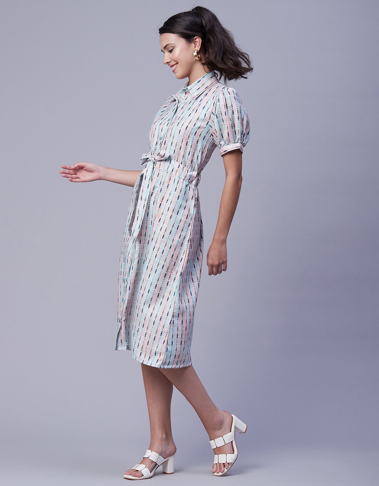 Button Down Midi Shirt Dress