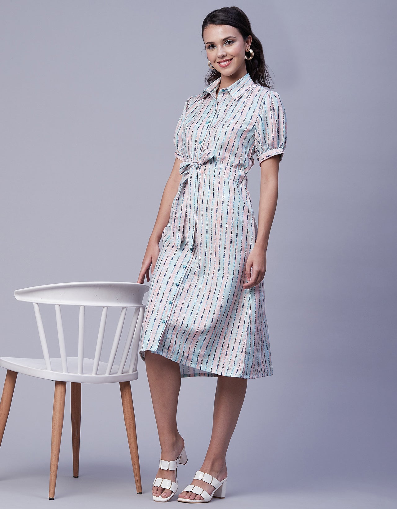 Button Down Midi Shirt Dress