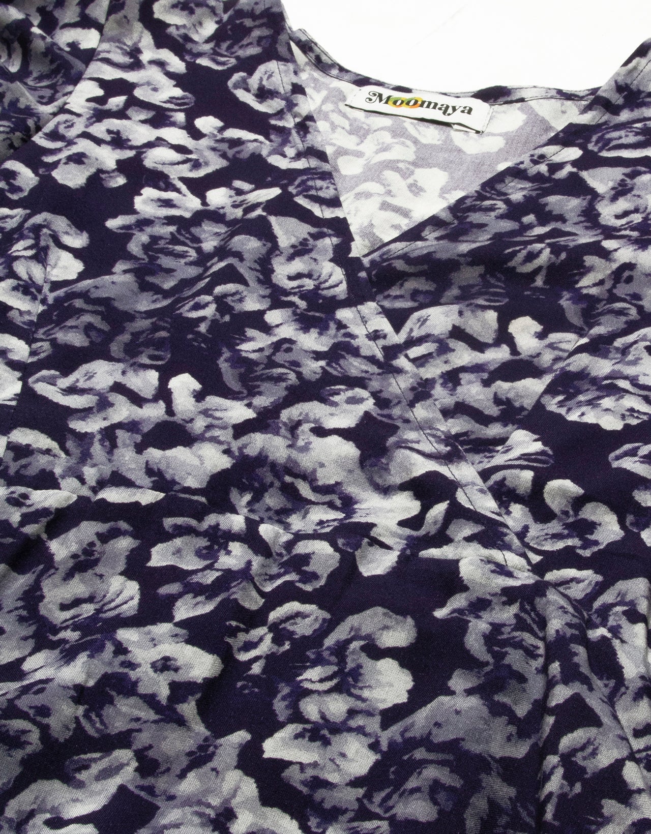 Printed V-Neck Ruffled Midi Dress