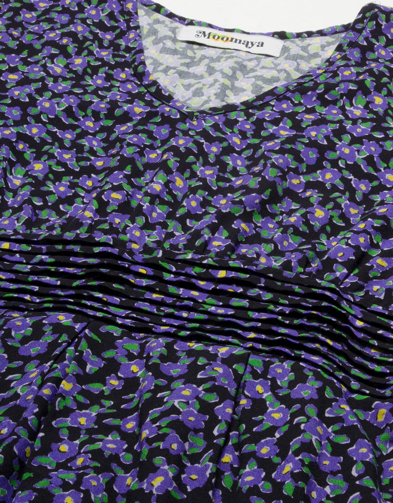 Printed Viscose Dress, Balloon Waist