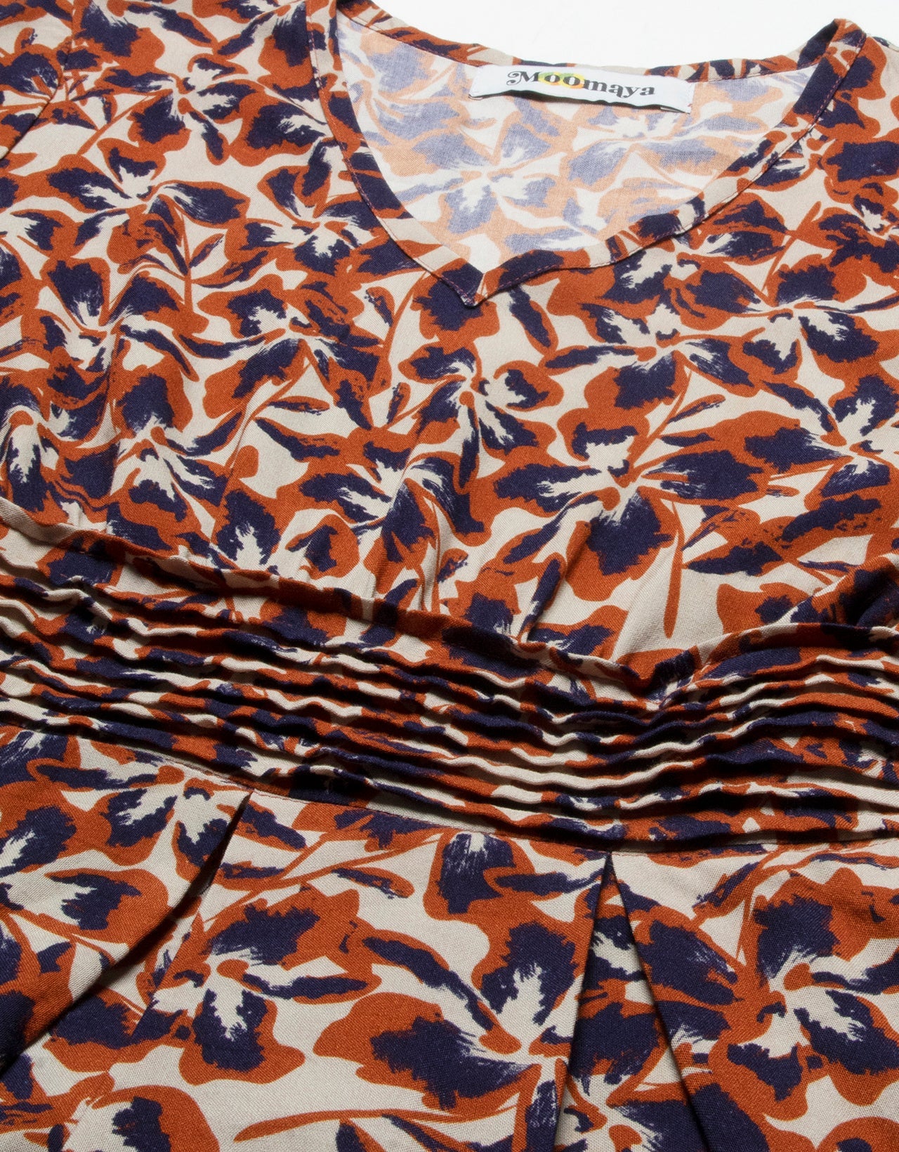 Printed Viscose Dress, Balloon Waist