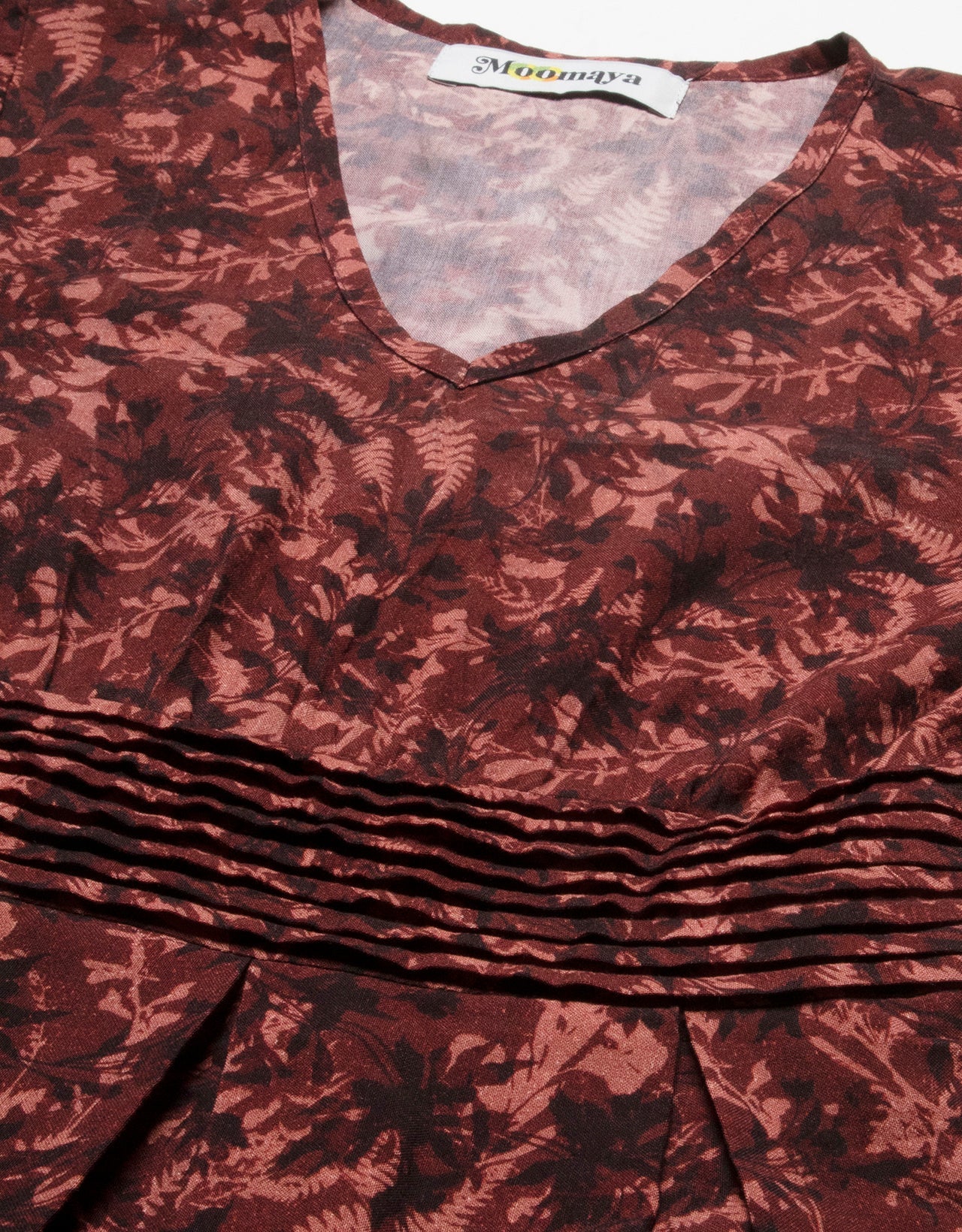 Printed Viscose Dress, Balloon Waist