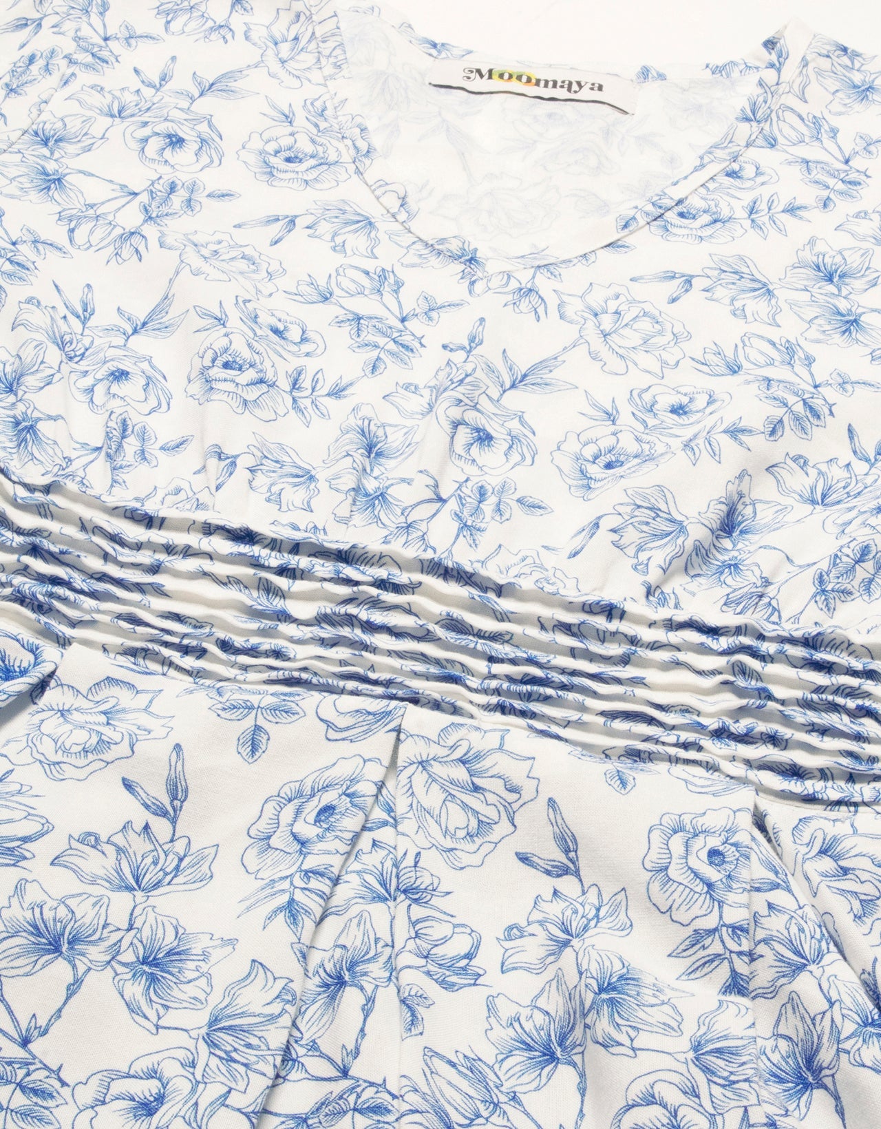 Printed Viscose Dress, Balloon Waist