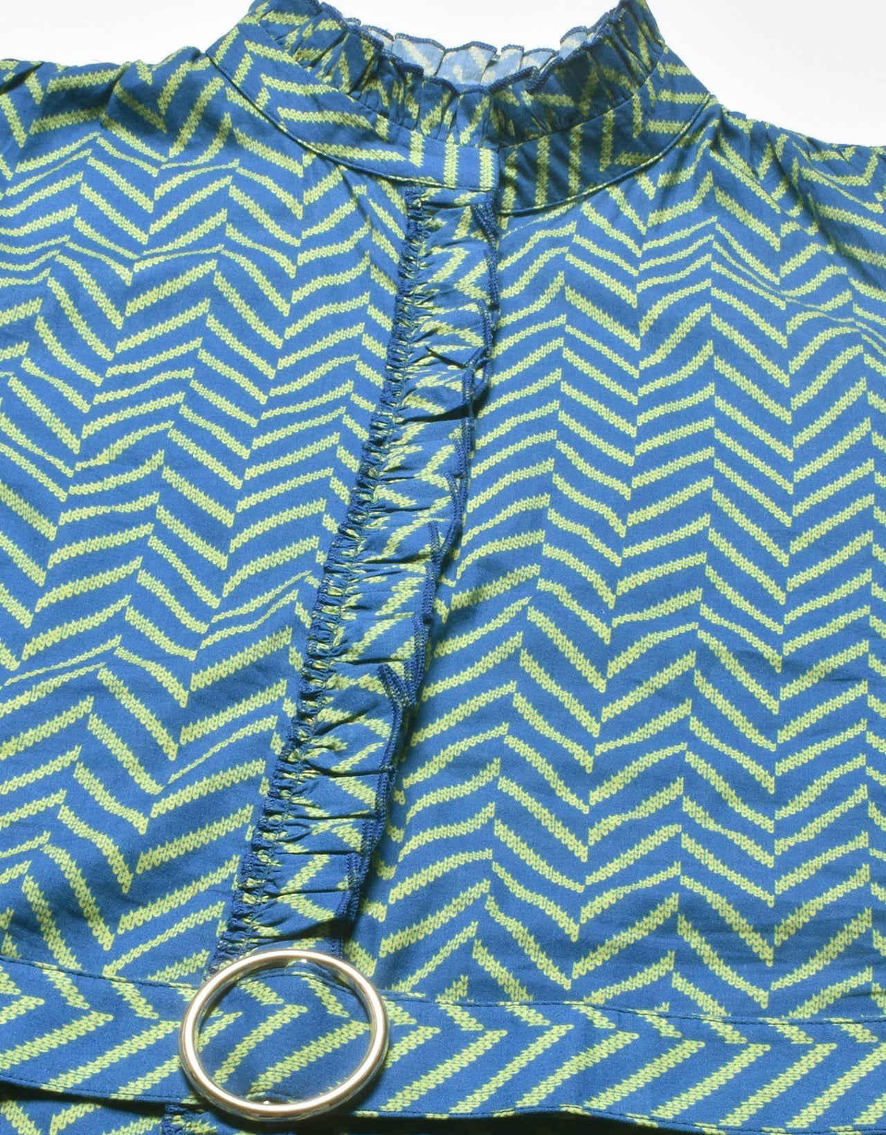 Printed Cotton Dress, Ruffled Collar